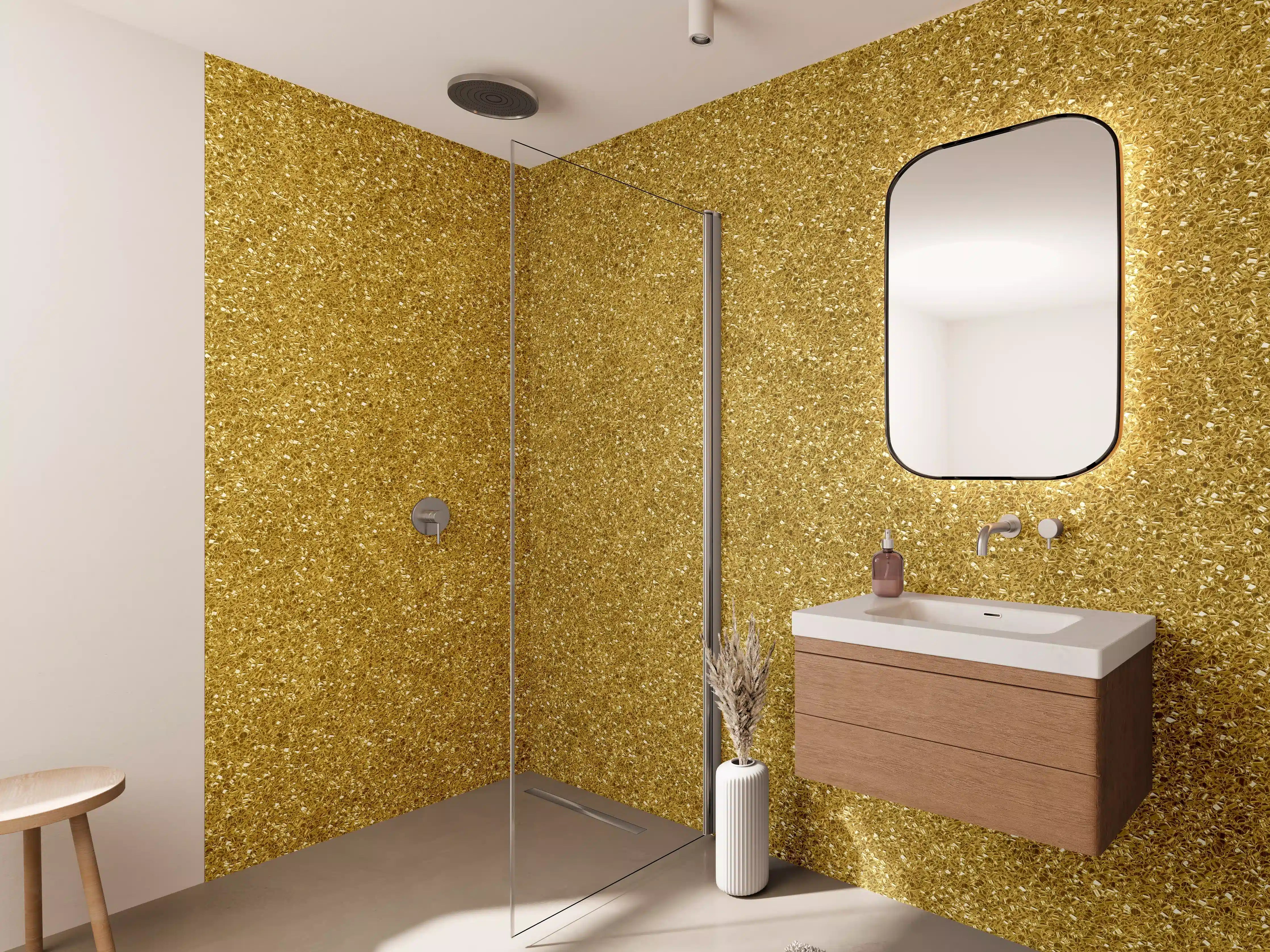 Wandverkleidung Bad - Gold Glitter Textur