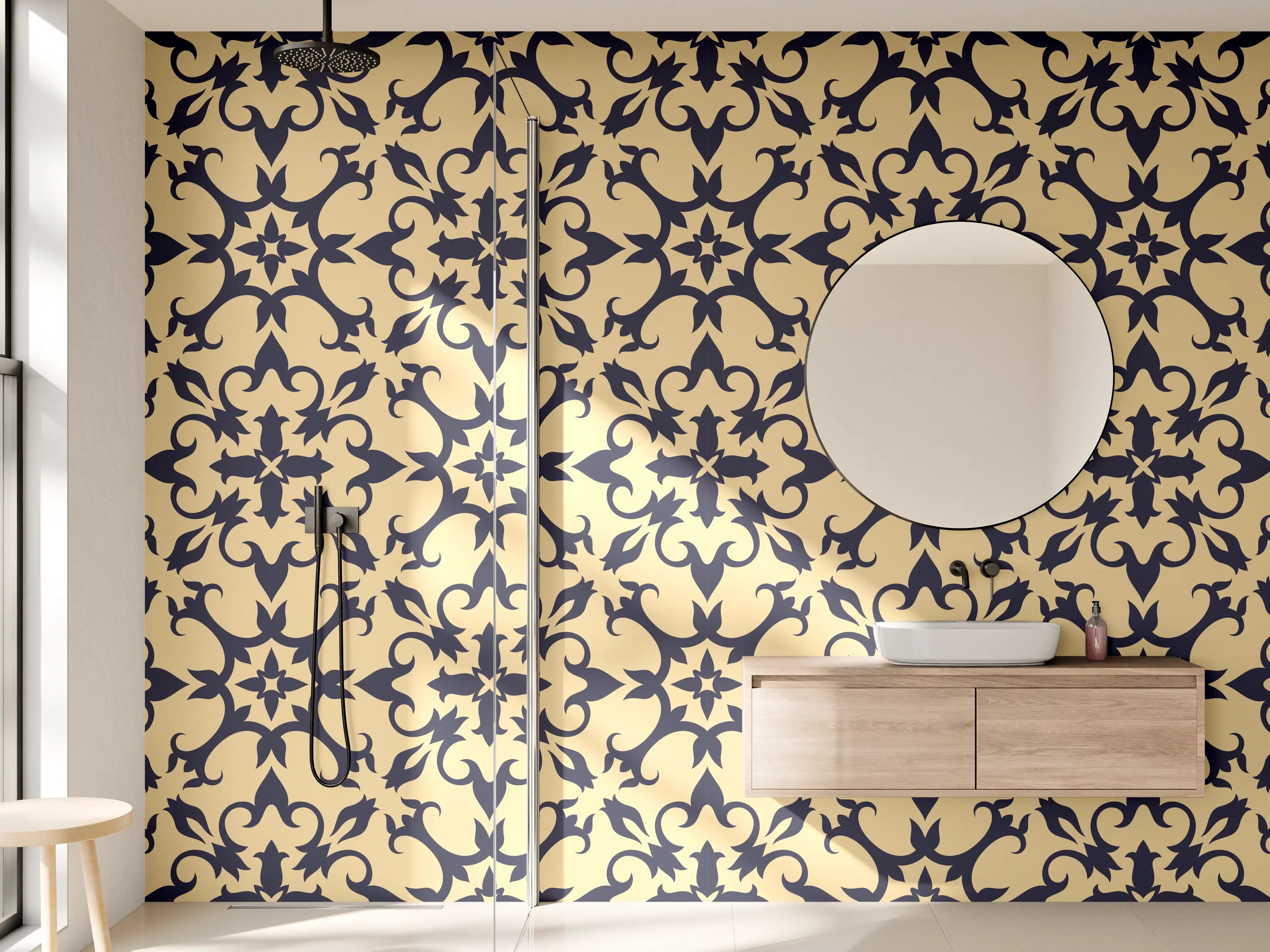 Wandverkleidung Bad - Gold-Schwarz Geometrisches Muster