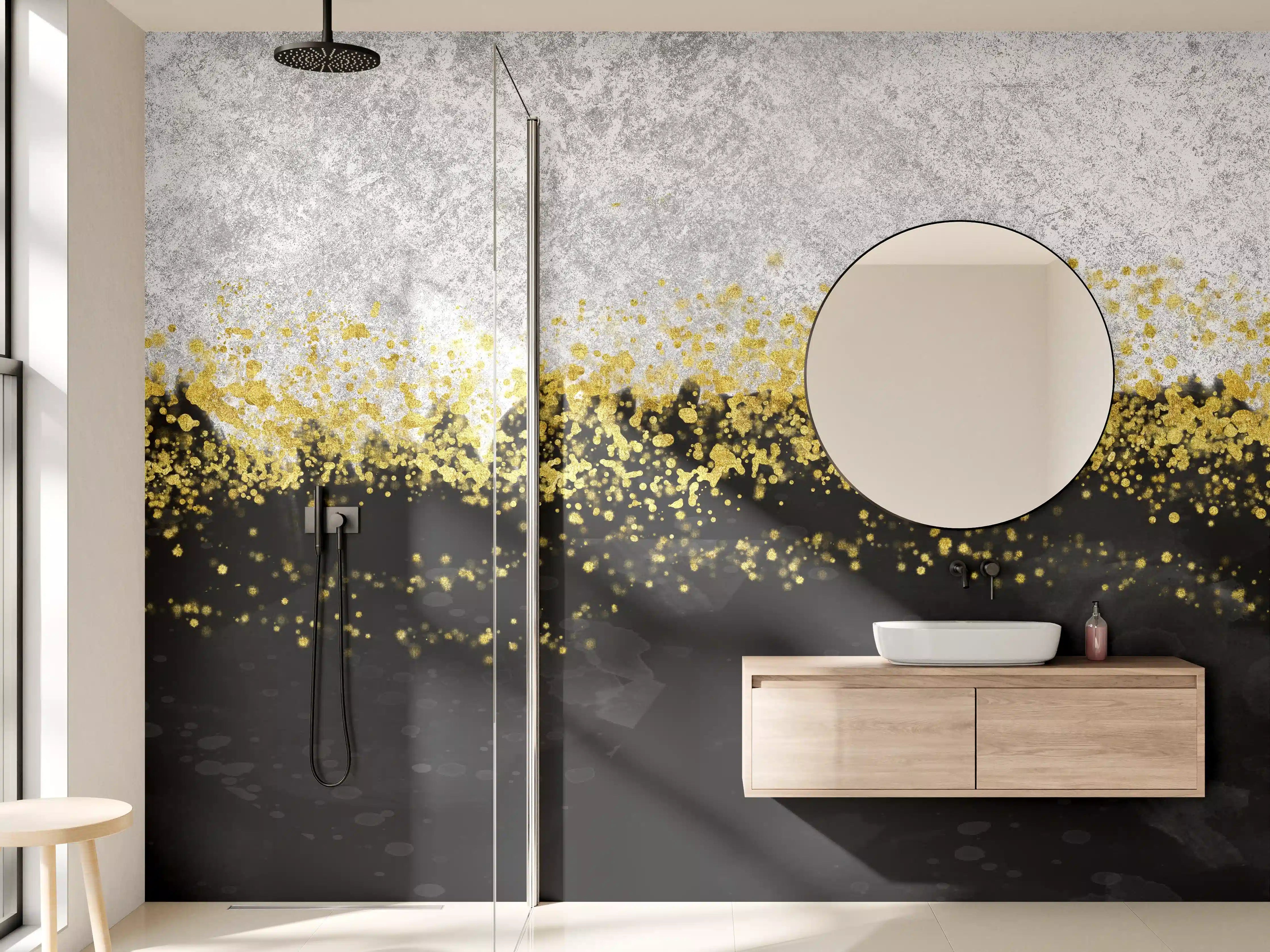 Wandverkleidung Bad - Gold-Schwarz-Weiß Resin Geode