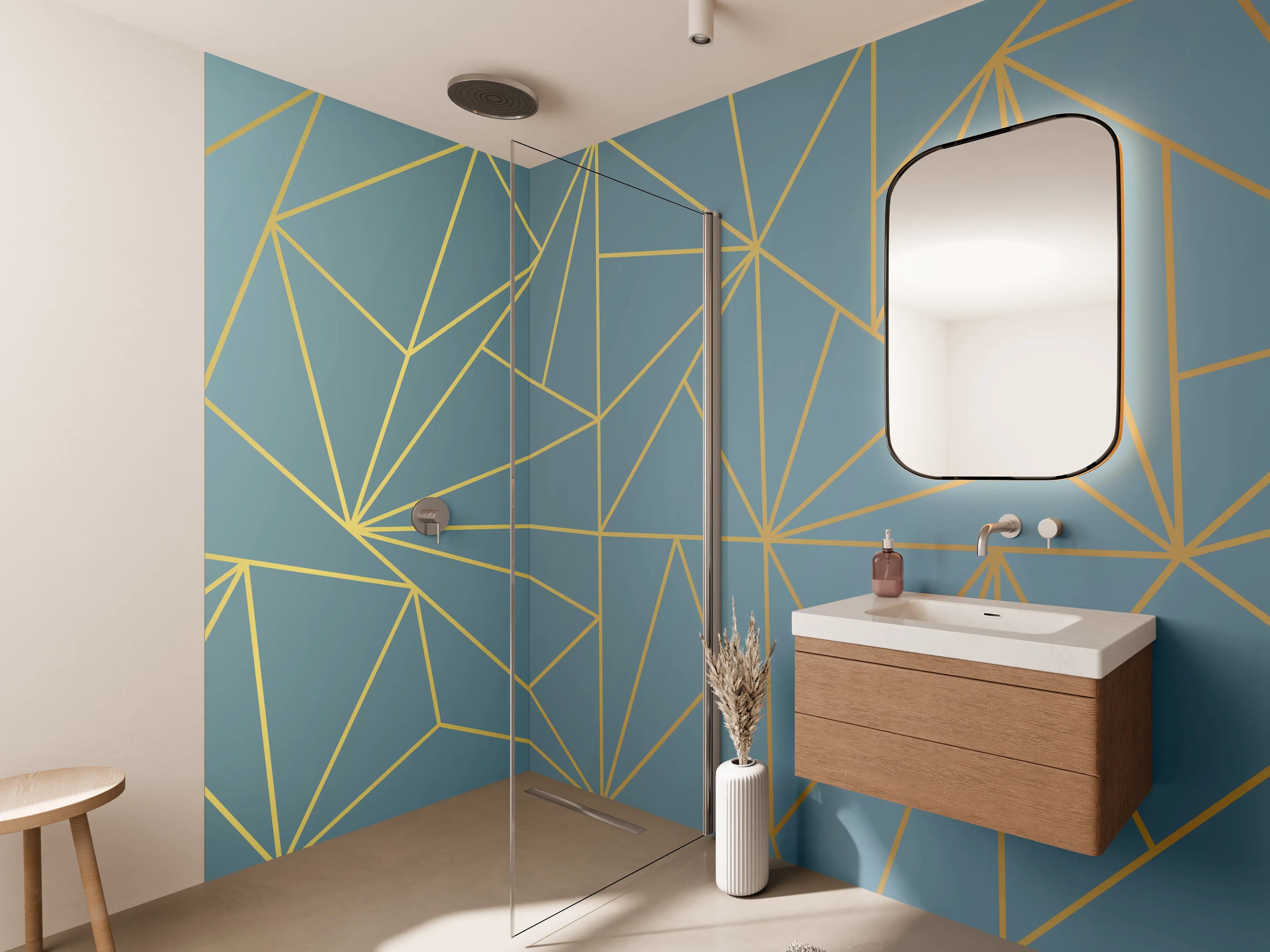 Wandverkleidung Bad - GoldLine Geometrische Kunst