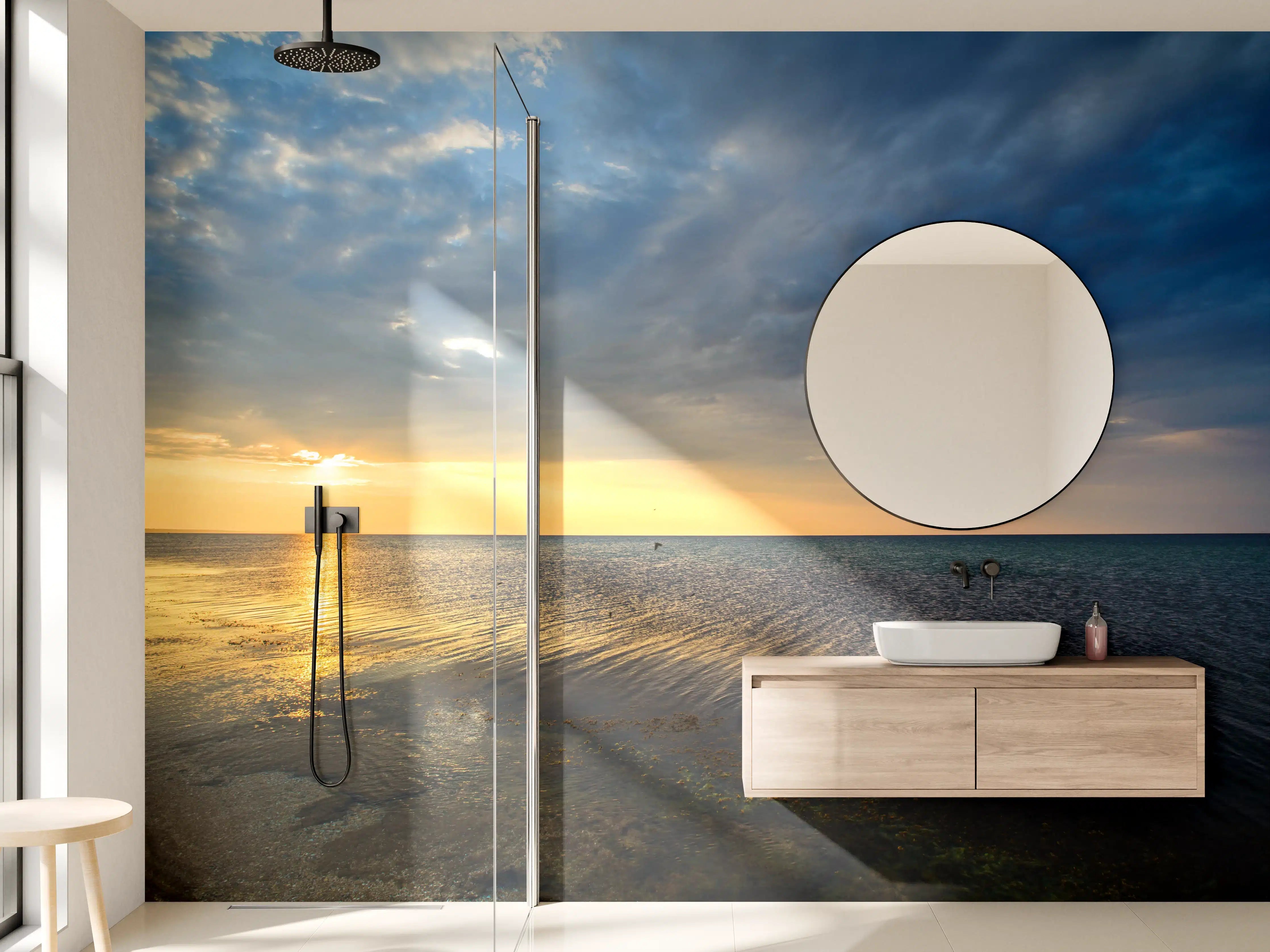 Wandverkleidung Bad - Golden Sunset über dem Meer