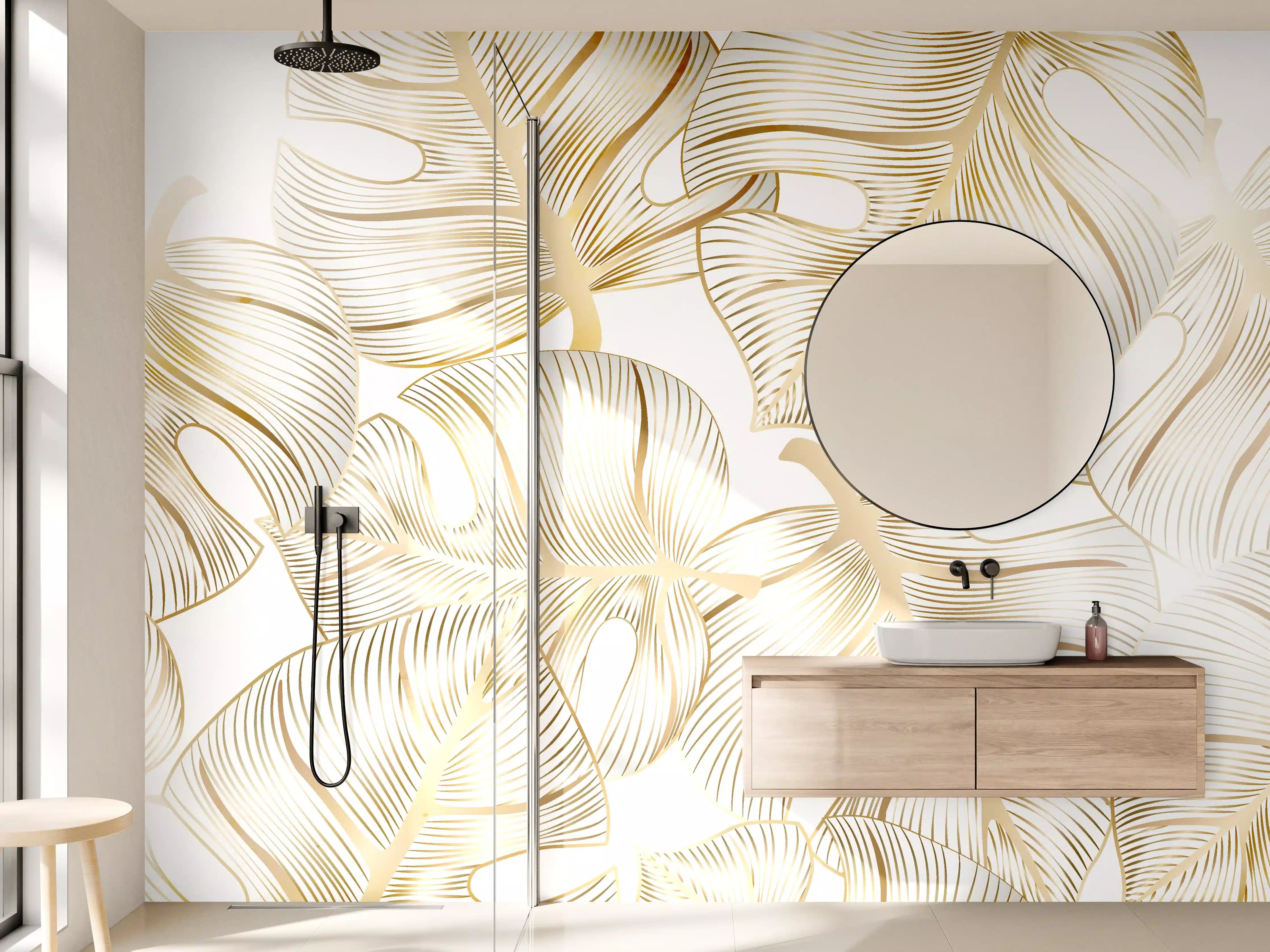 Wandverkleidung Bad - Goldene Blattadern Struktur