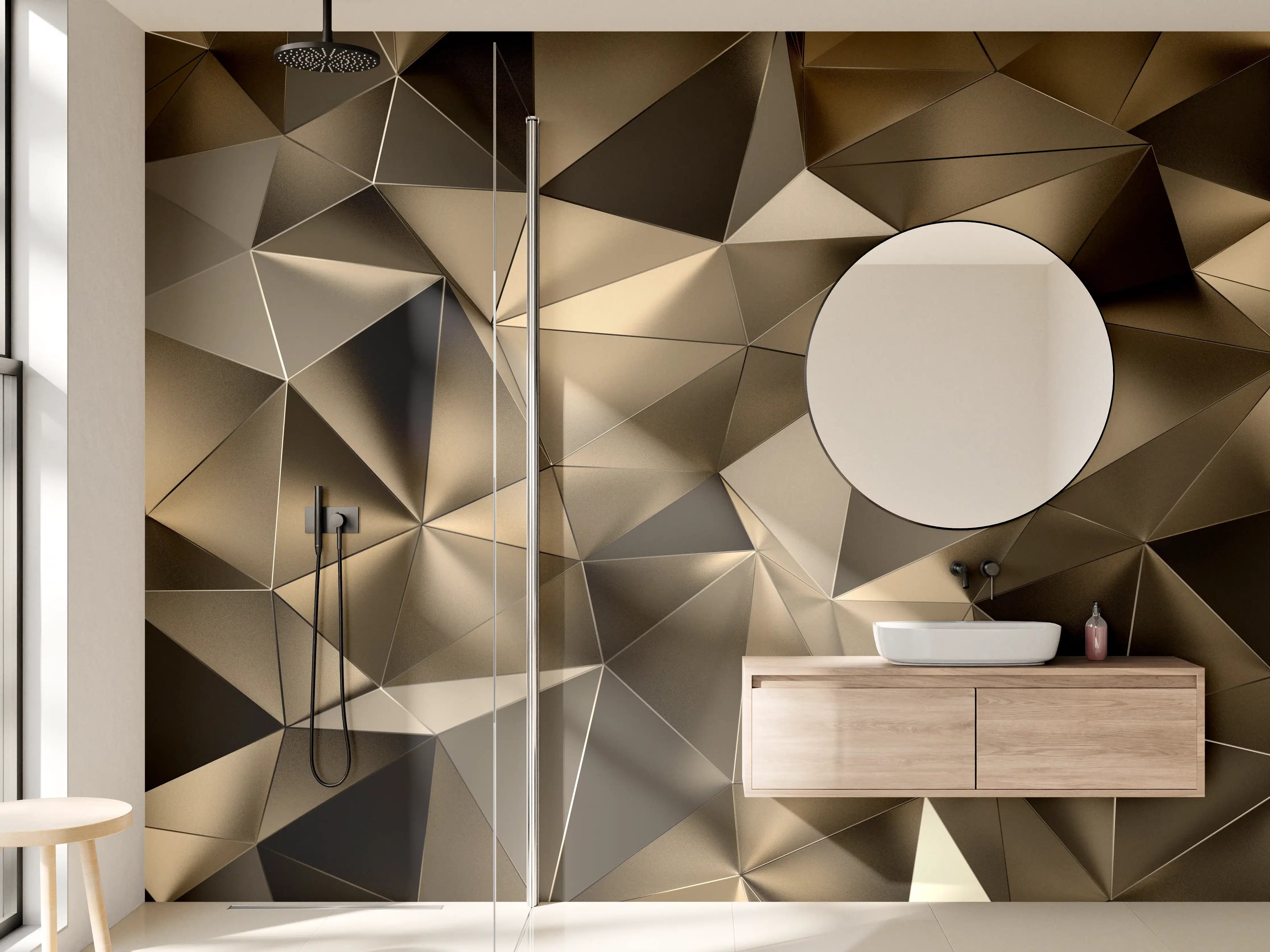 Wandverkleidung Bad - Goldene Dreieck Kristallstruktur