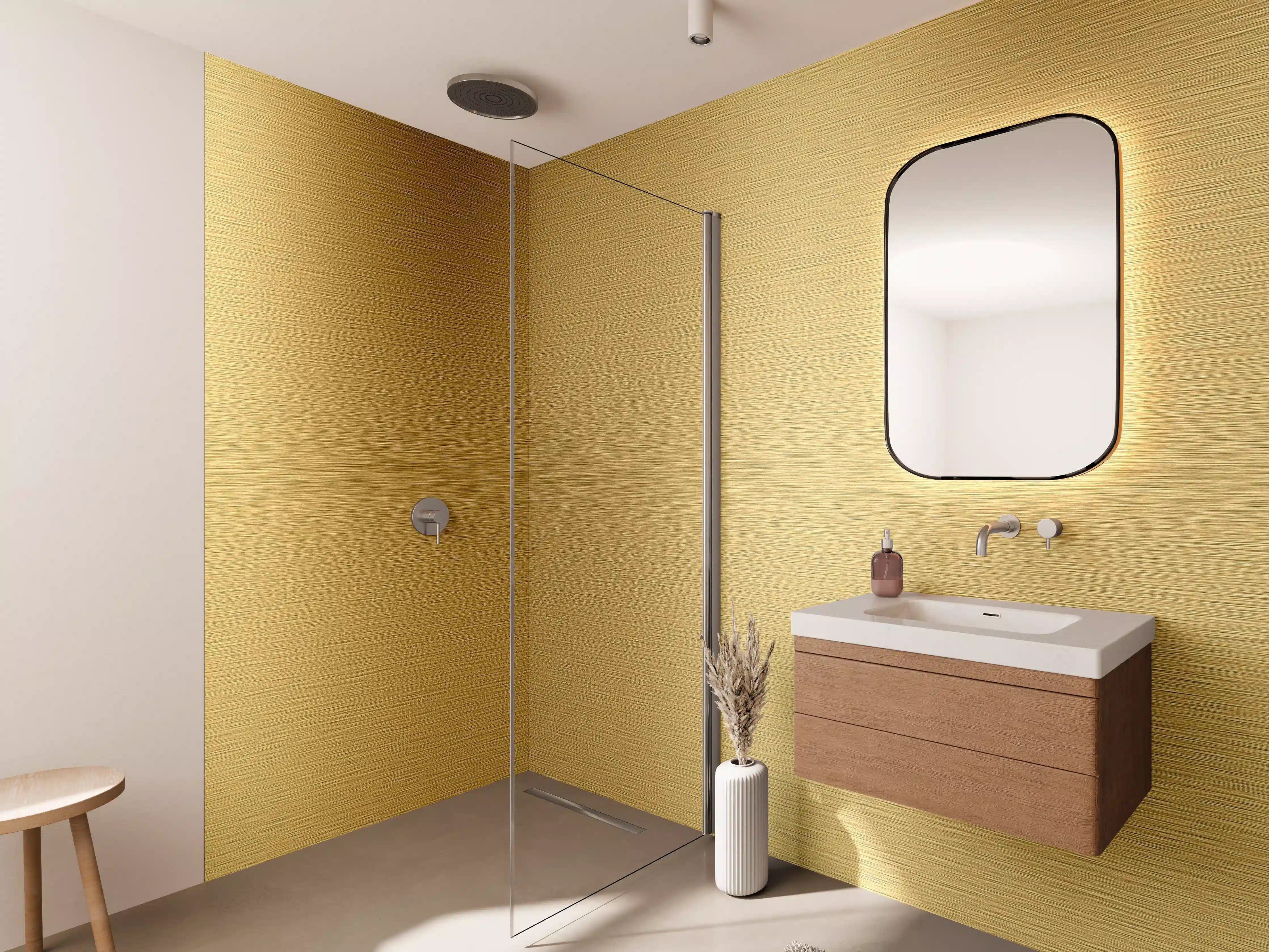 Wandverkleidung Bad - Goldene Edelstahl-Textur