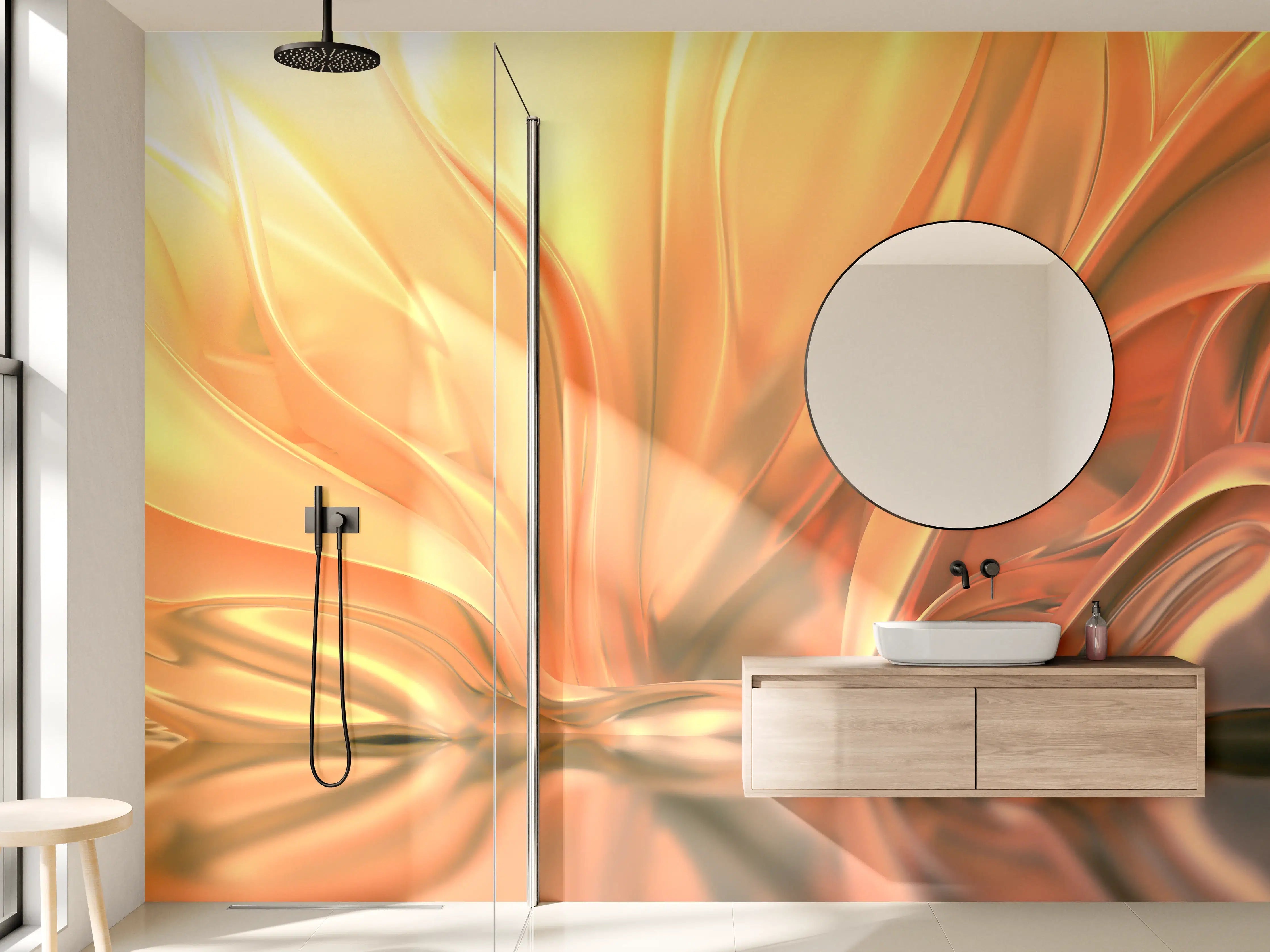 Wandverkleidung Bad - Goldene Grautöne in Weiß