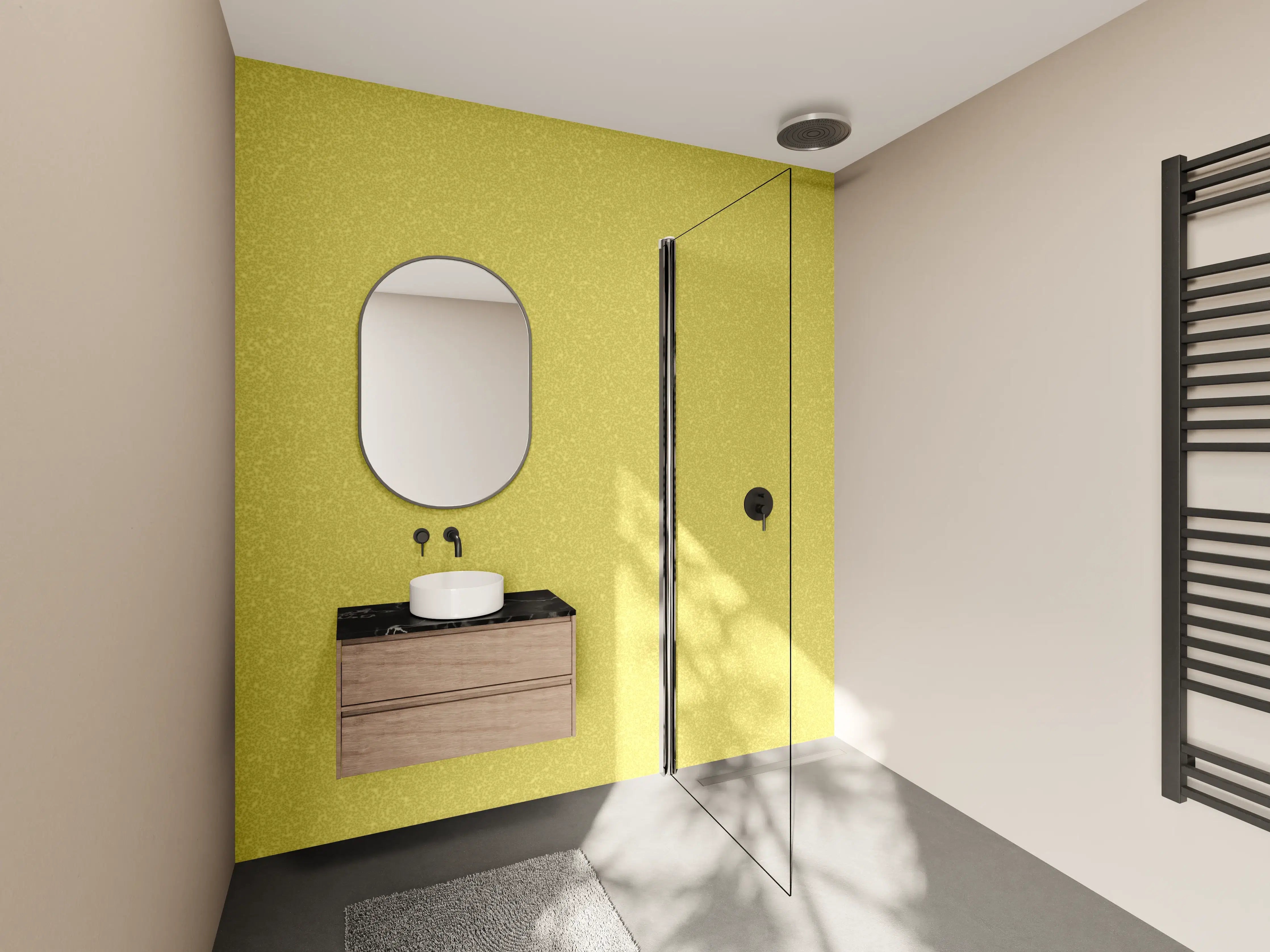 Wandverkleidung Bad - Goldene Wandtextur - Beleuchtungsfarbe