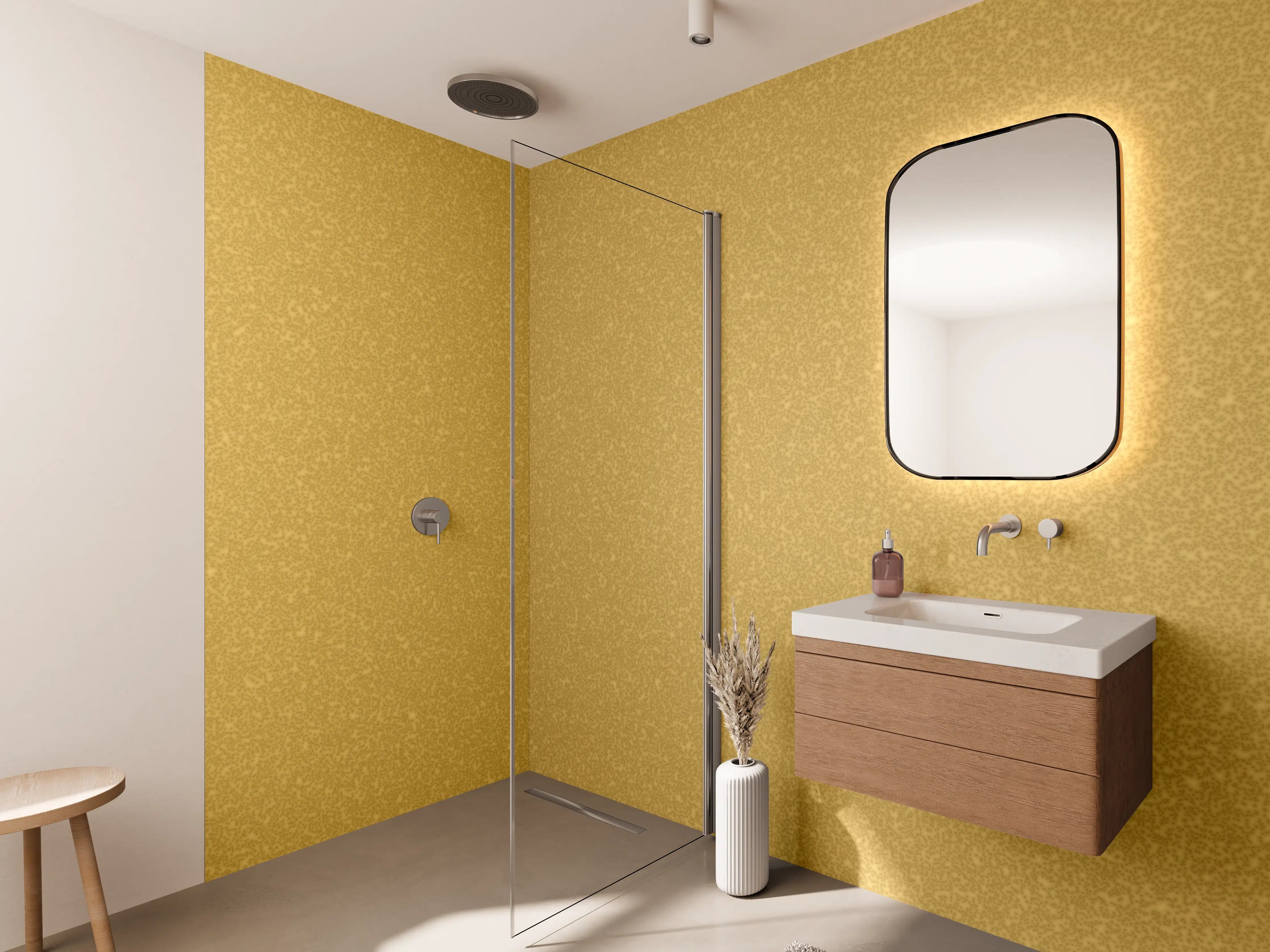 Wandverkleidung Bad - Goldene Wandtextur - goldene Narzisse