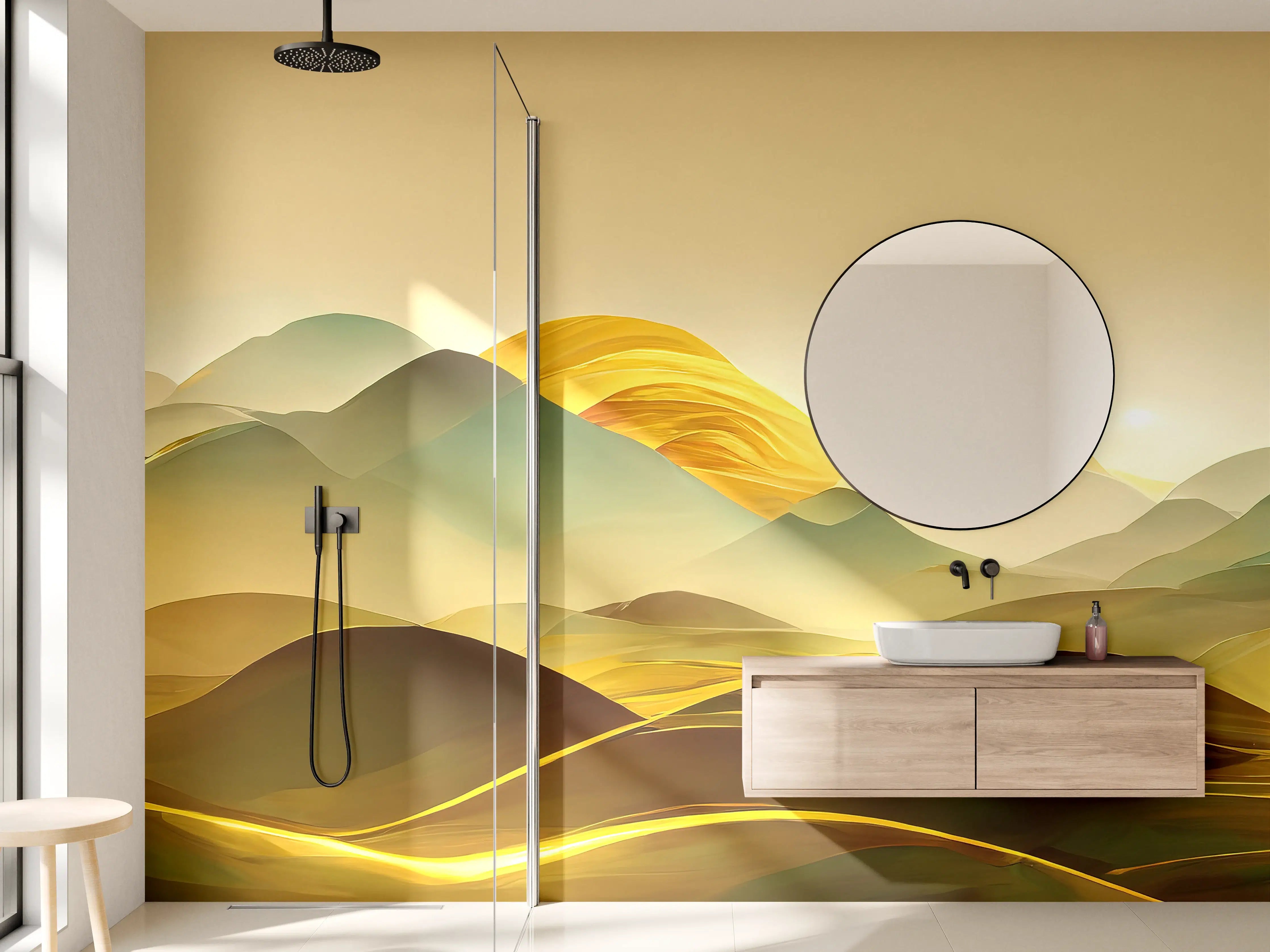 Wandverkleidung Bad - Goldene Wüste - Illustration