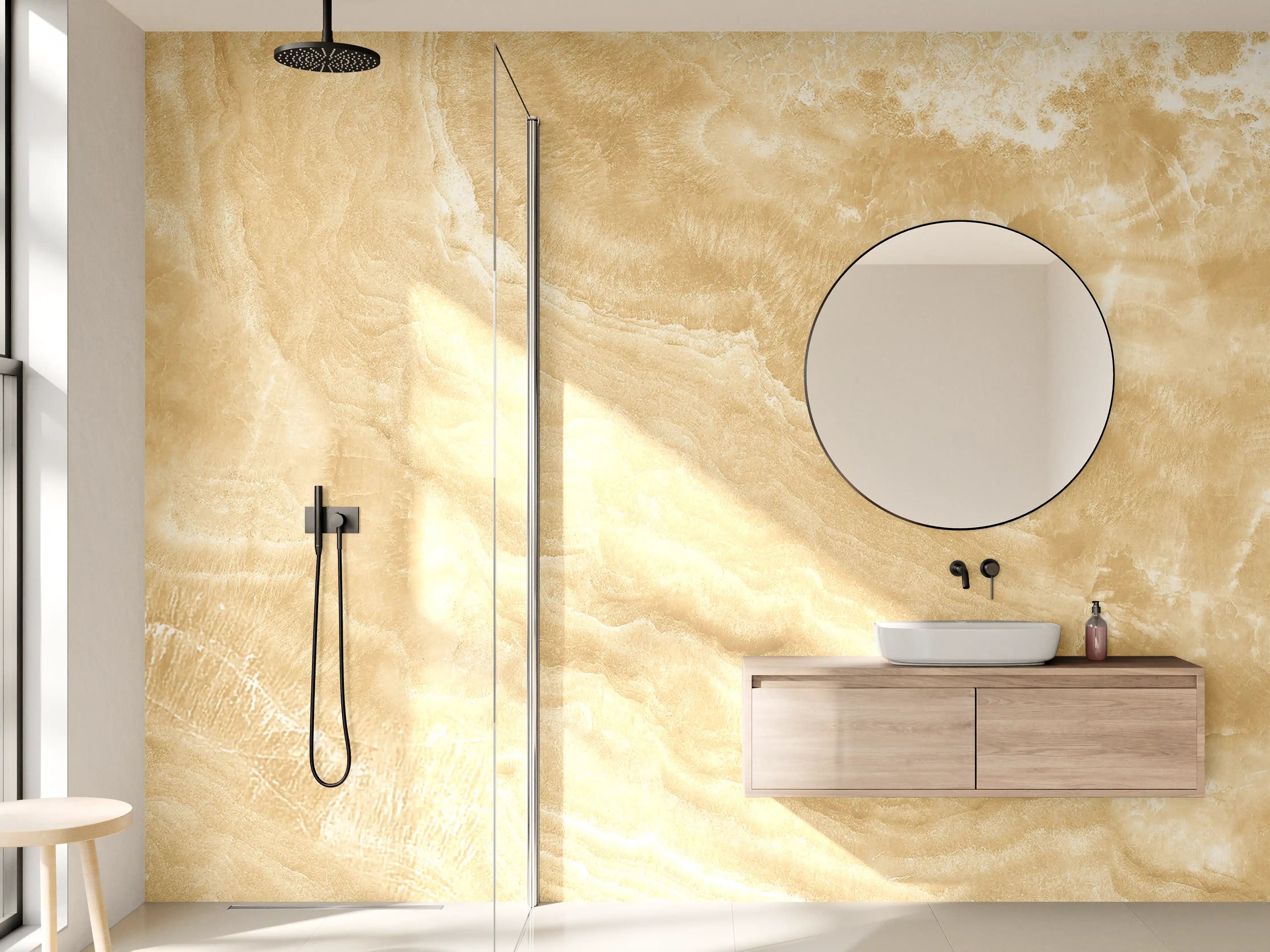 Wandverkleidung Bad - Goldener Marmor