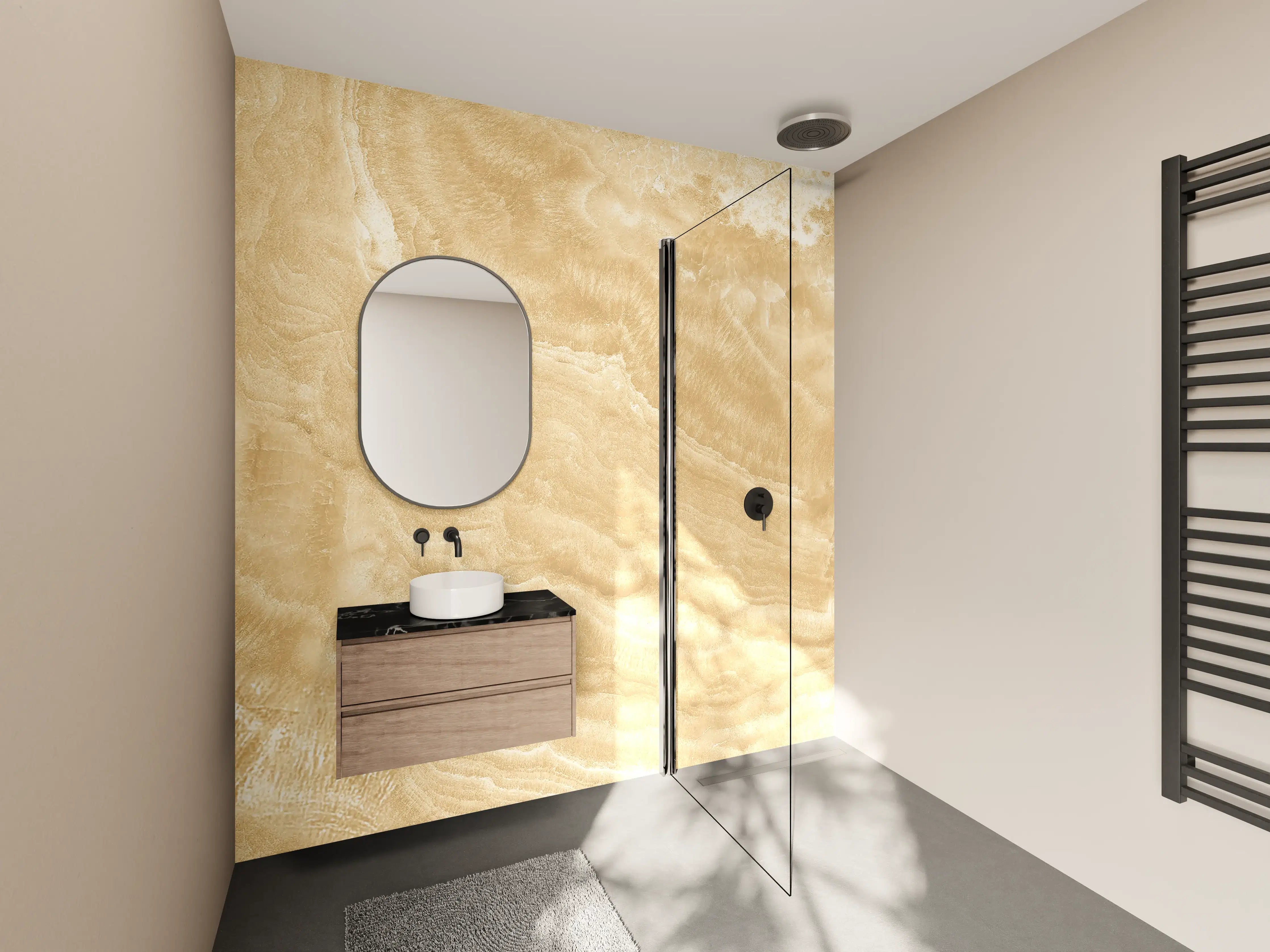 Wandverkleidung Bad - Goldener Marmor