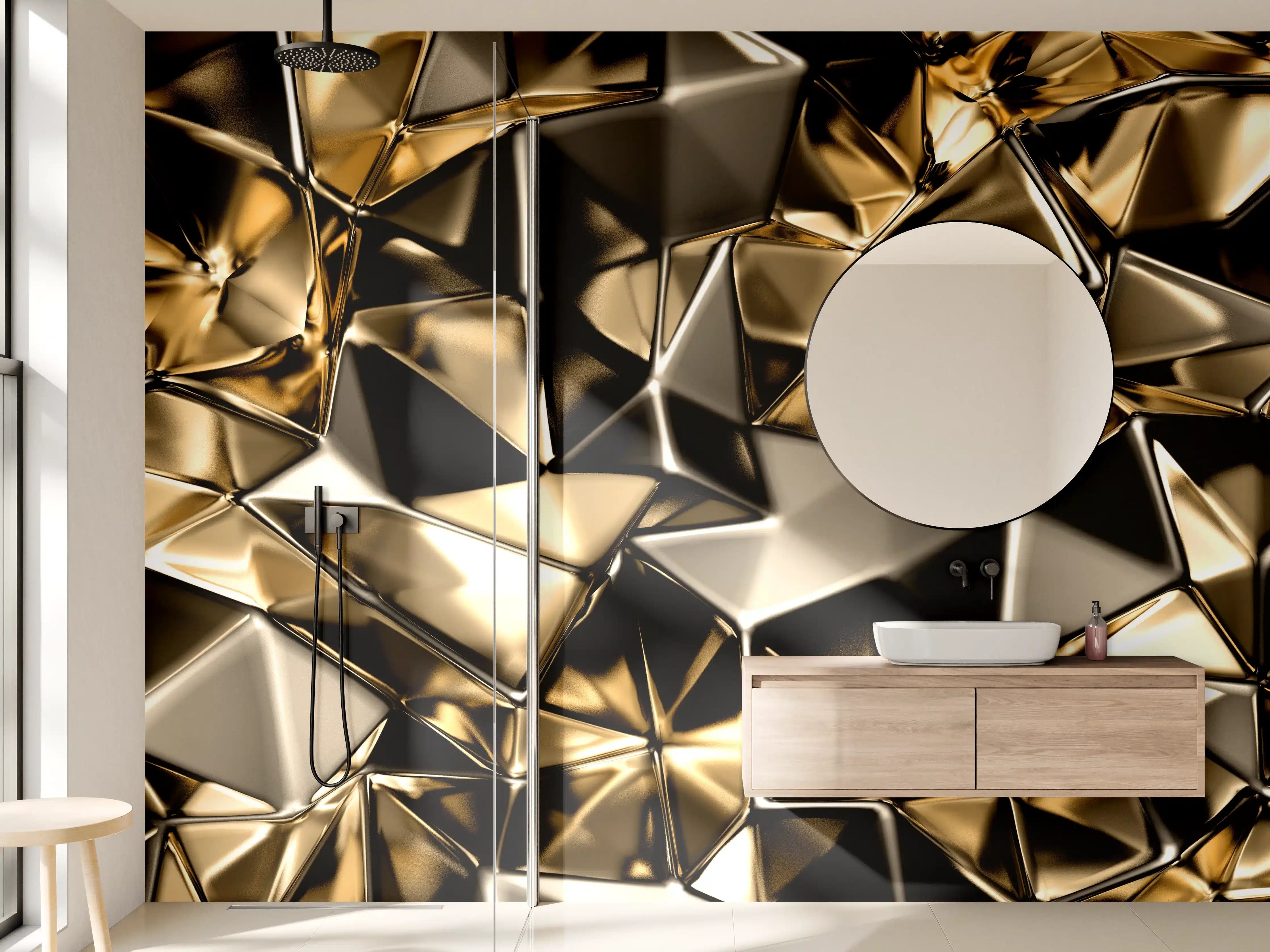 Wandverkleidung Bad - Goldenes Dreieck-Kristall-Design