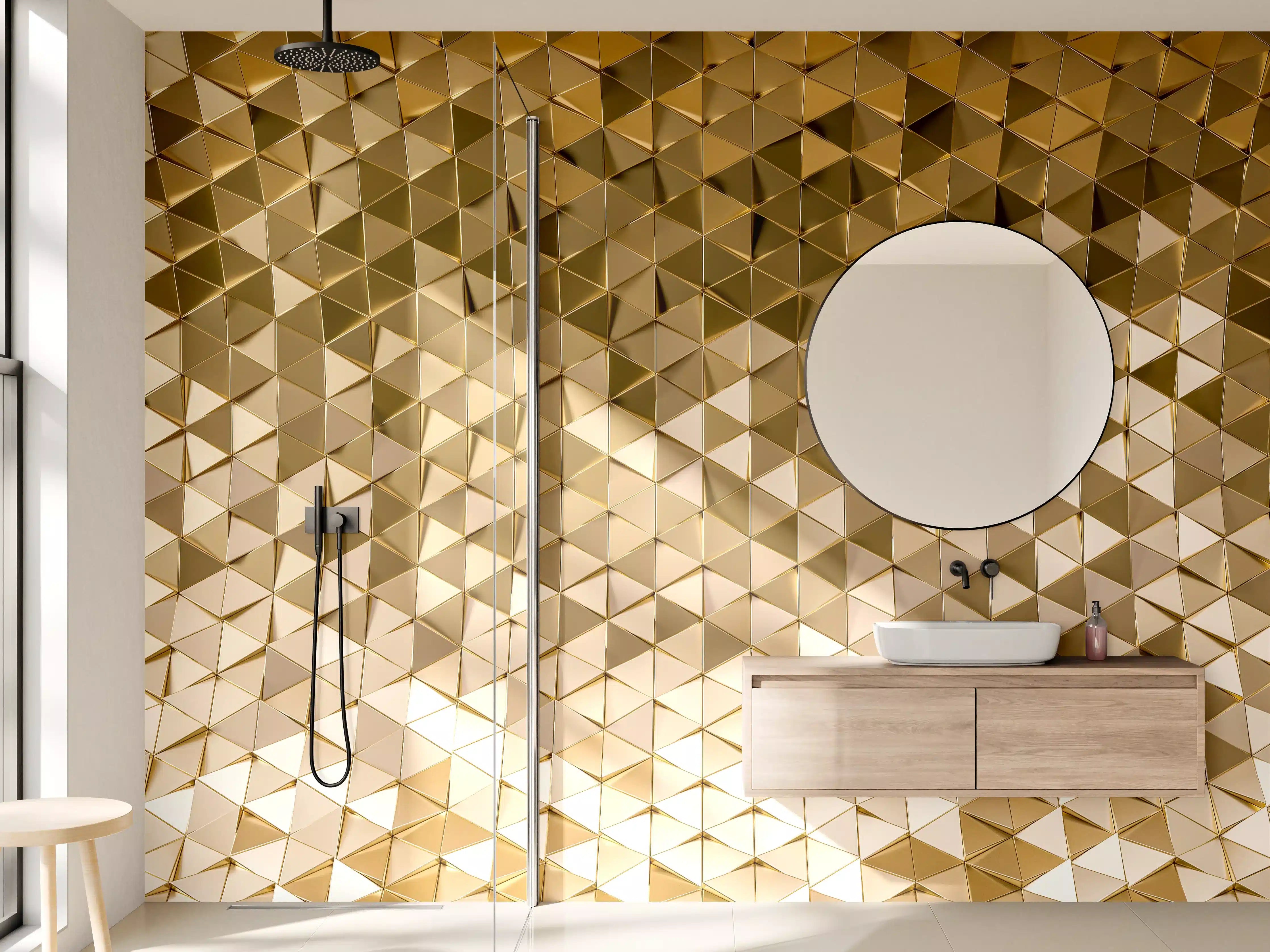 Wandverkleidung Bad - Goldenes Dreieck-Muster