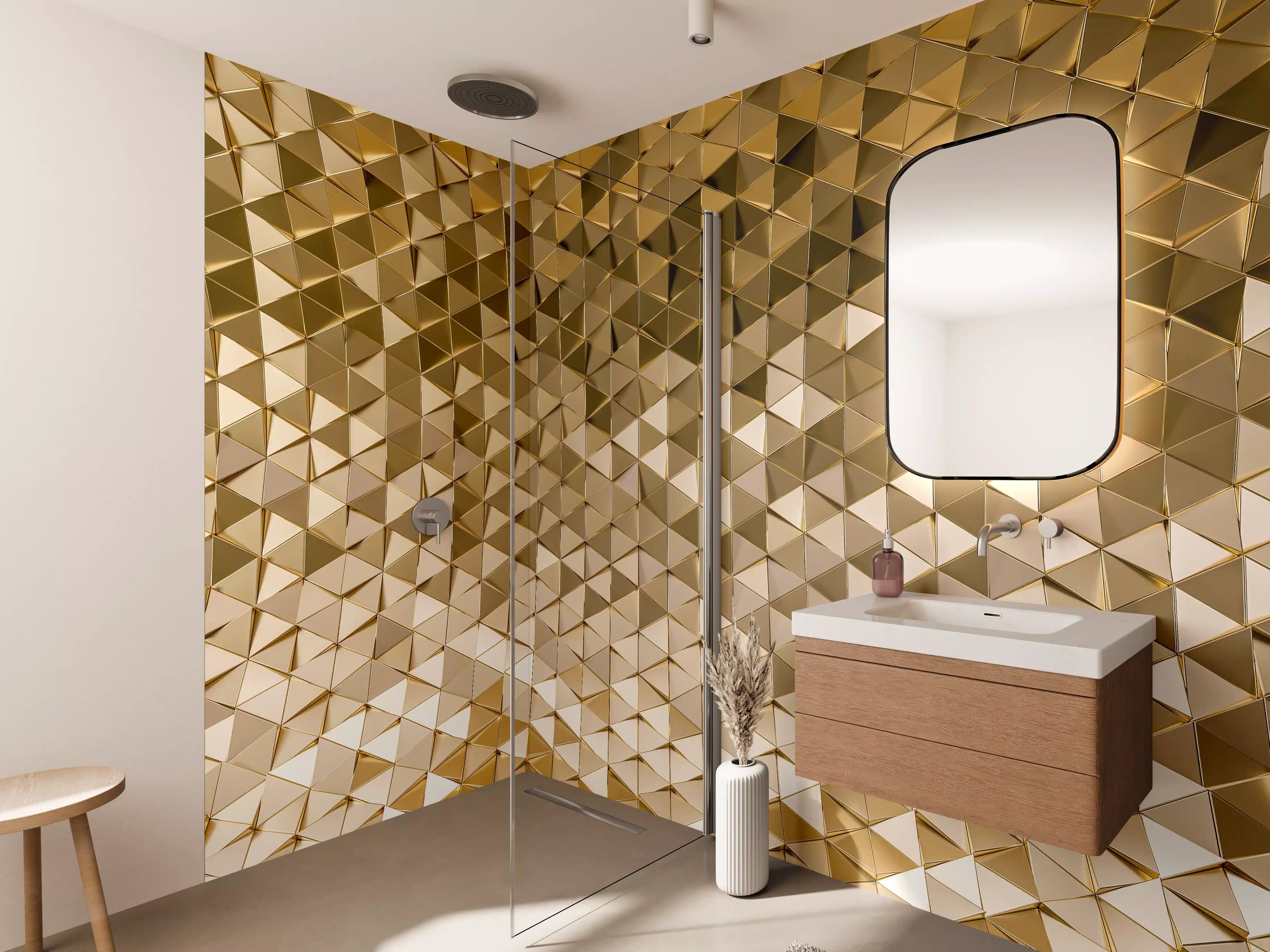 Wandverkleidung Bad - Goldenes Dreieck-Muster