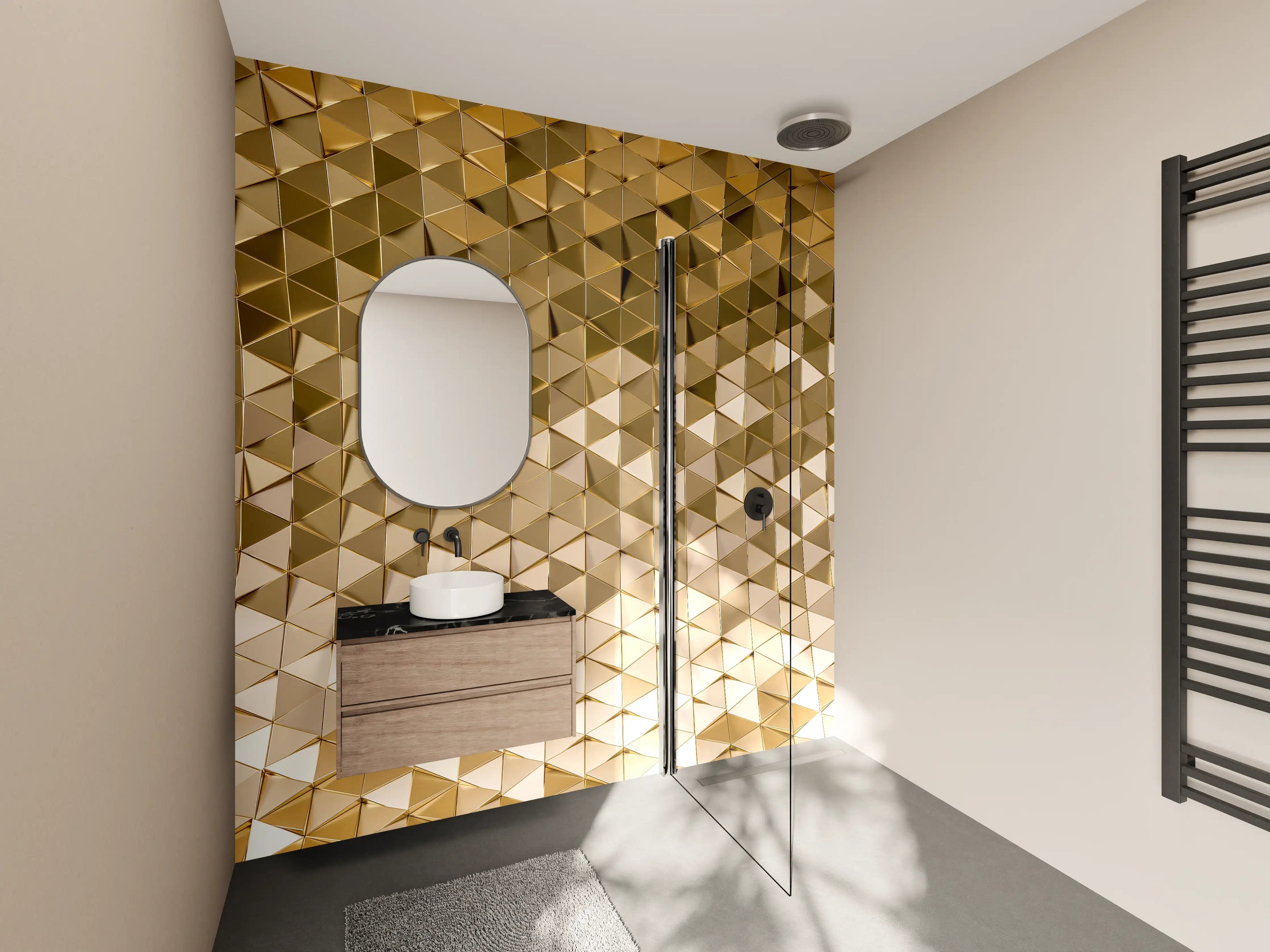 Wandverkleidung Bad - Goldenes Dreieck-Muster