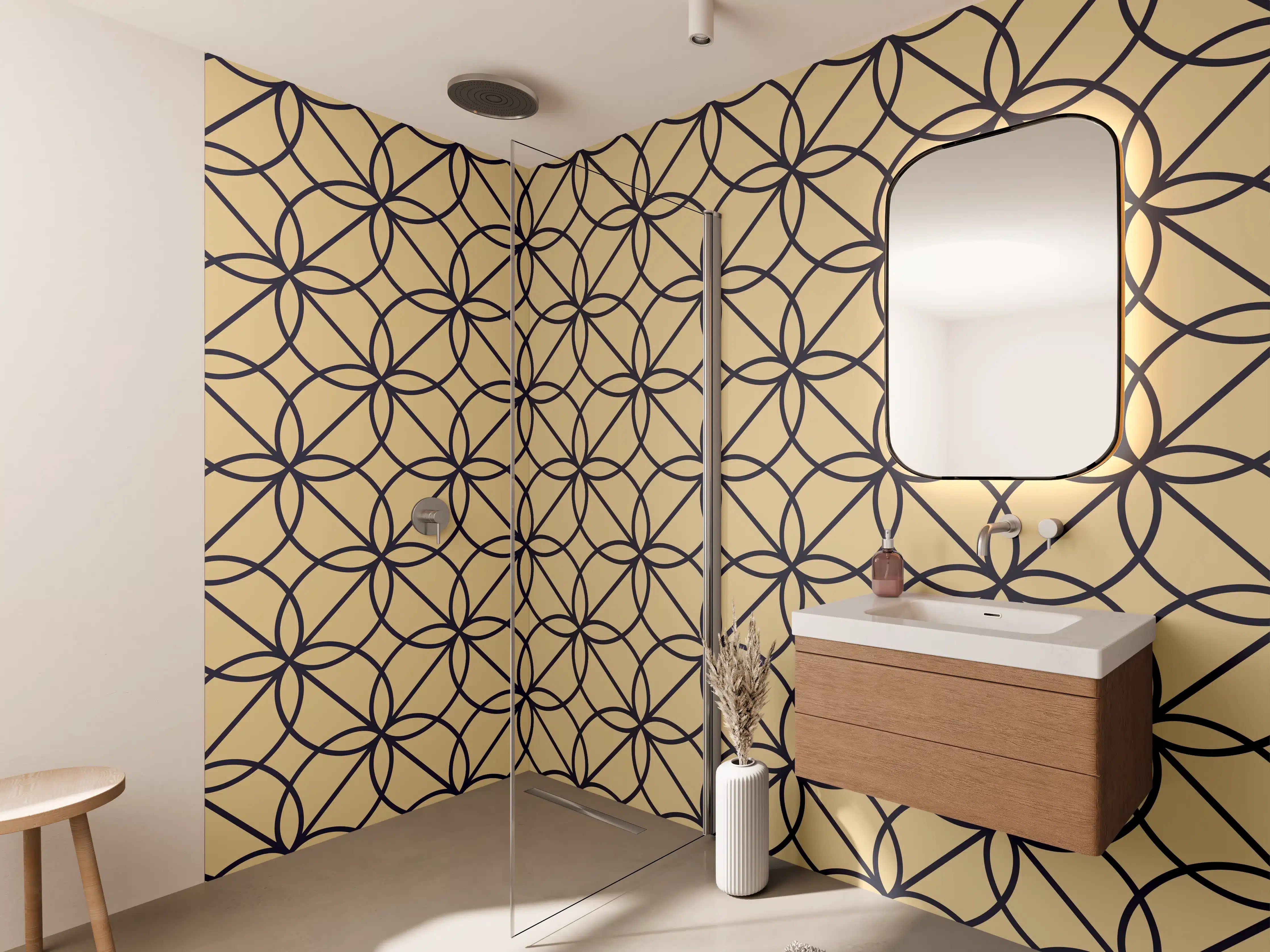 Wandverkleidung Bad - Goldenes Geometrisches Muster