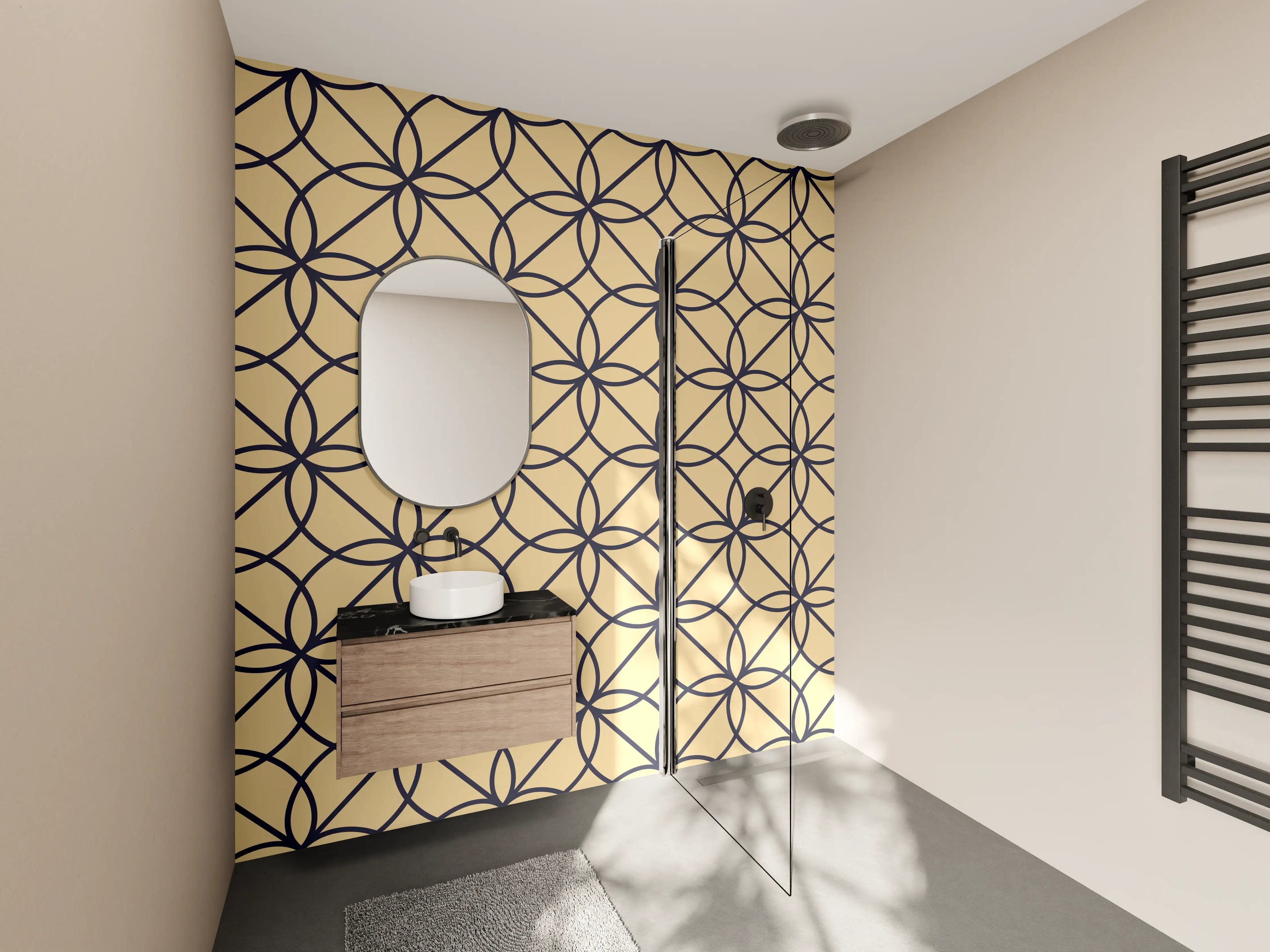 Wandverkleidung Bad - Goldenes Geometrisches Muster