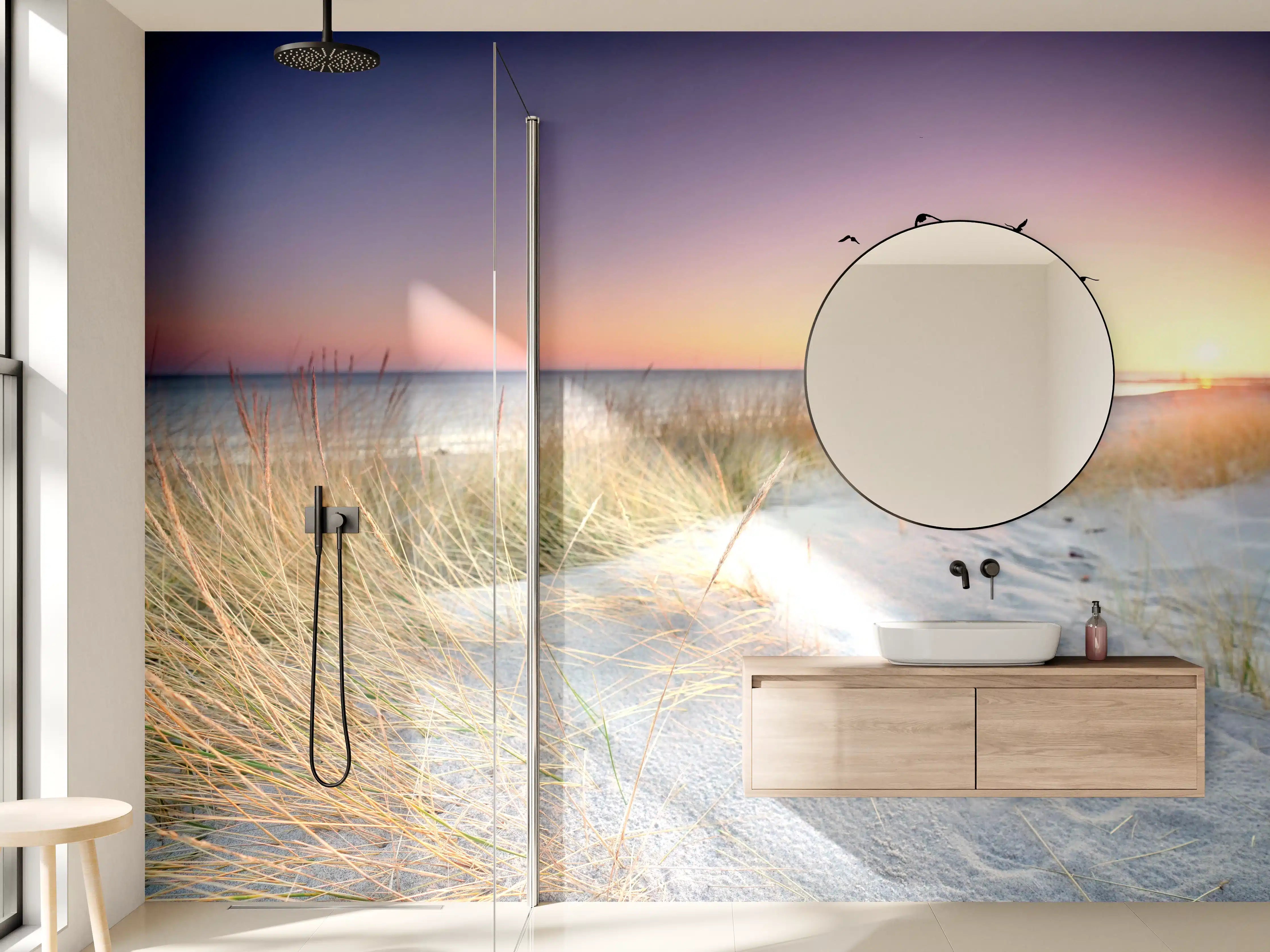 Wandverkleidung Bad - Goldenes Sonnenlicht an der Ostsee