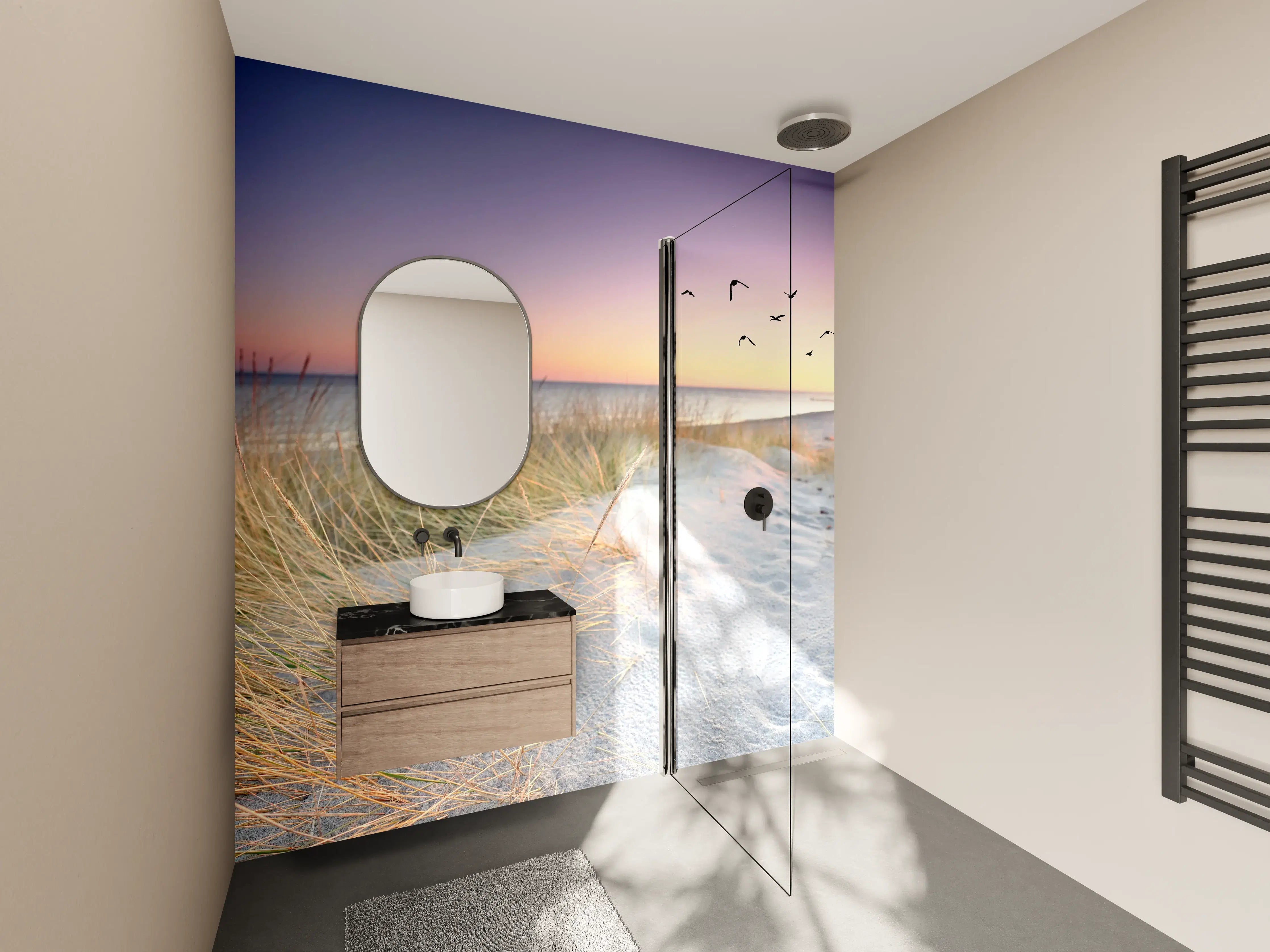 Wandverkleidung Bad - Goldenes Sonnenlicht an der Ostsee