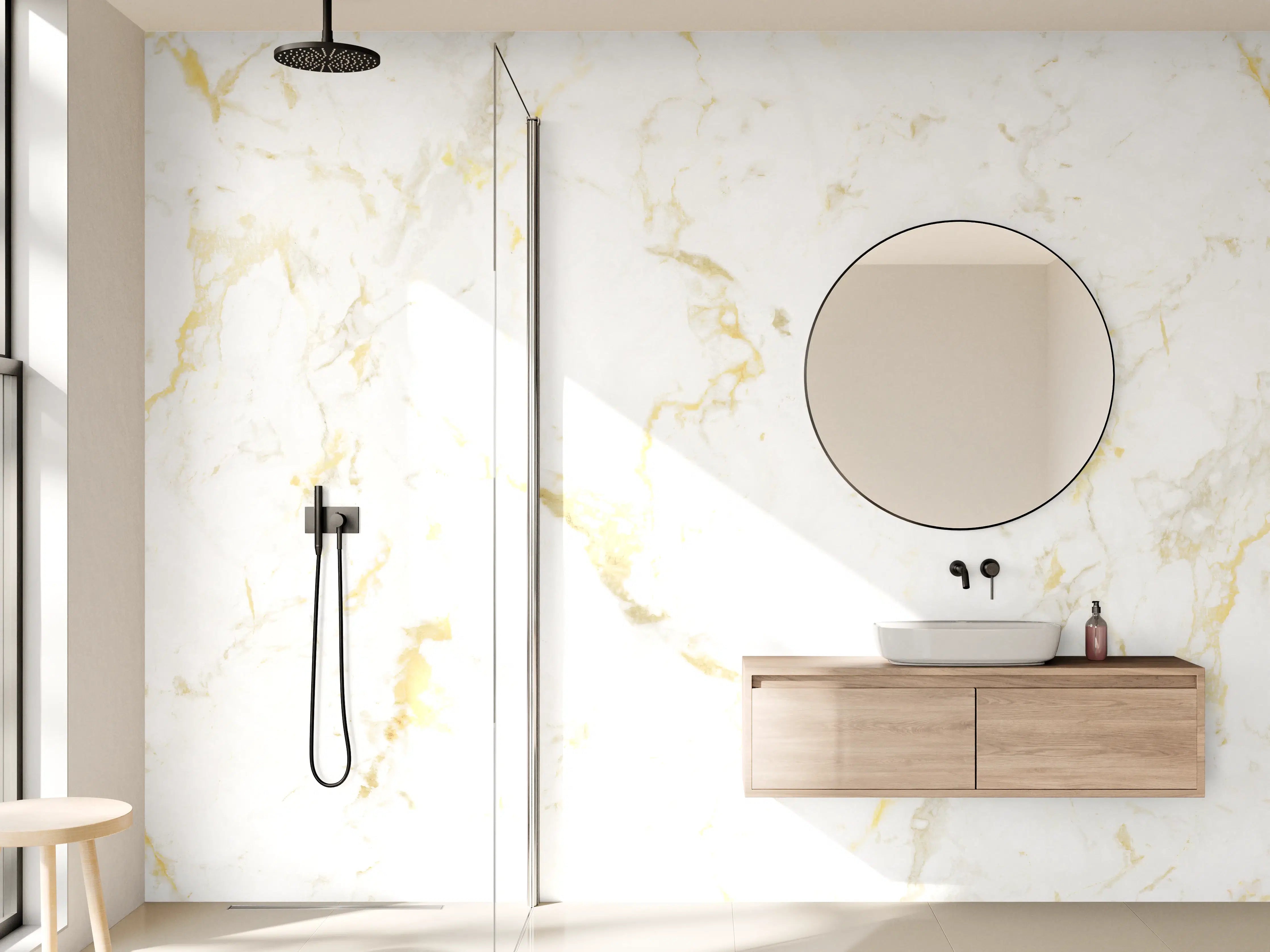 Wandverkleidung Bad - Goldmarmor Textur