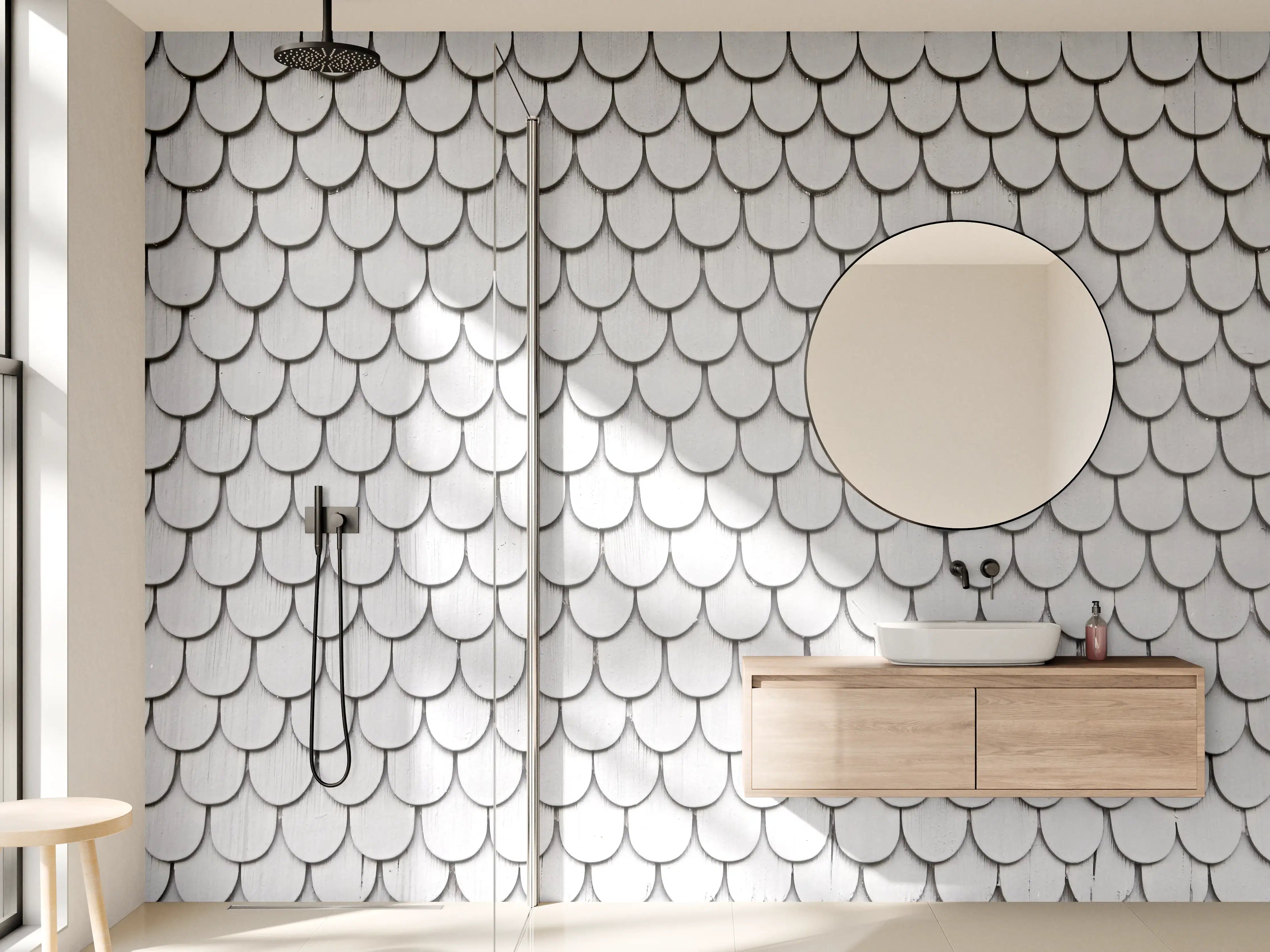 Wandverkleidung Bad - Gräuliche Holzschindeln - Bayern