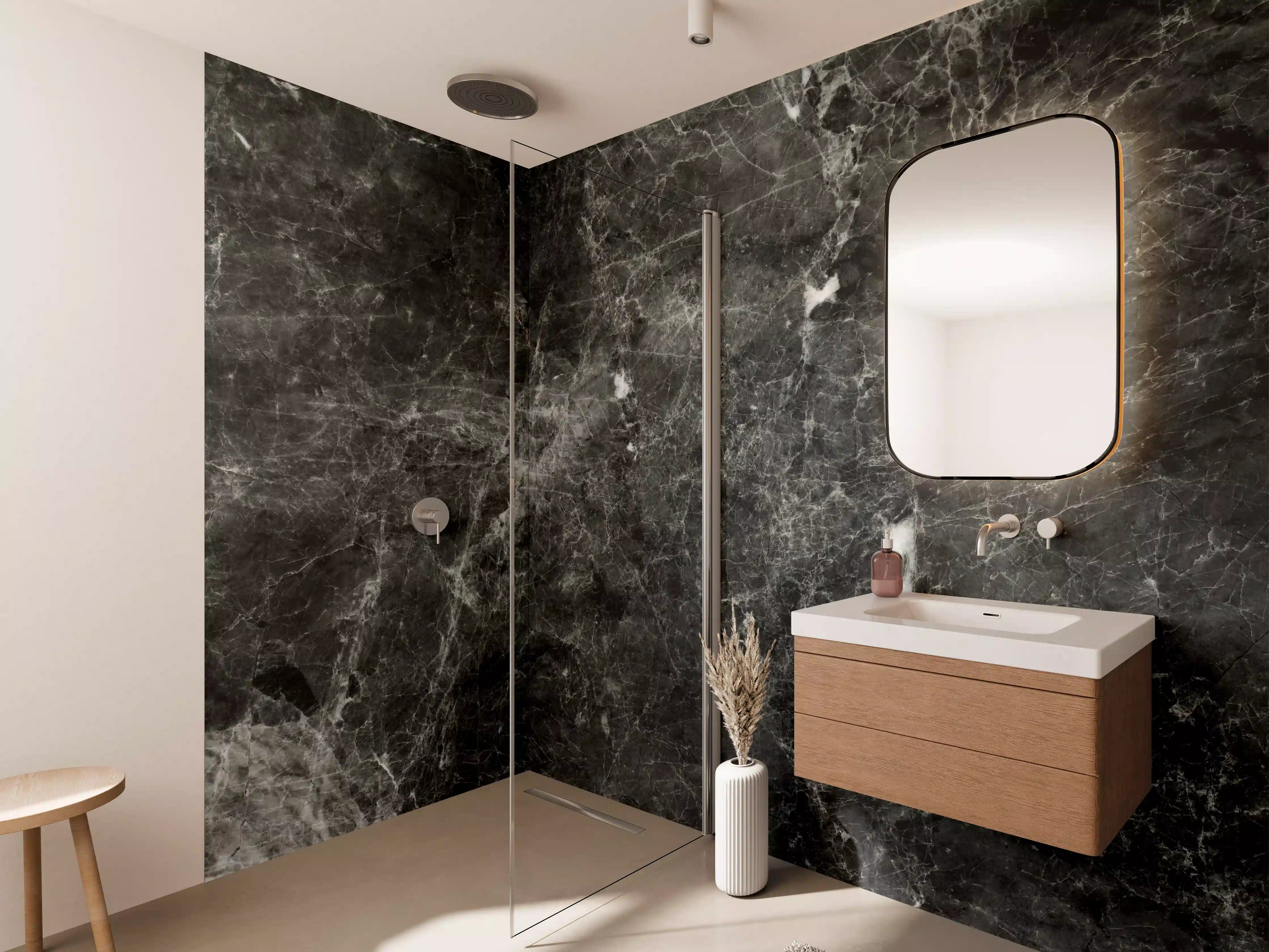 Wandverkleidung Bad - Gräuliche Marmor Oberfläche