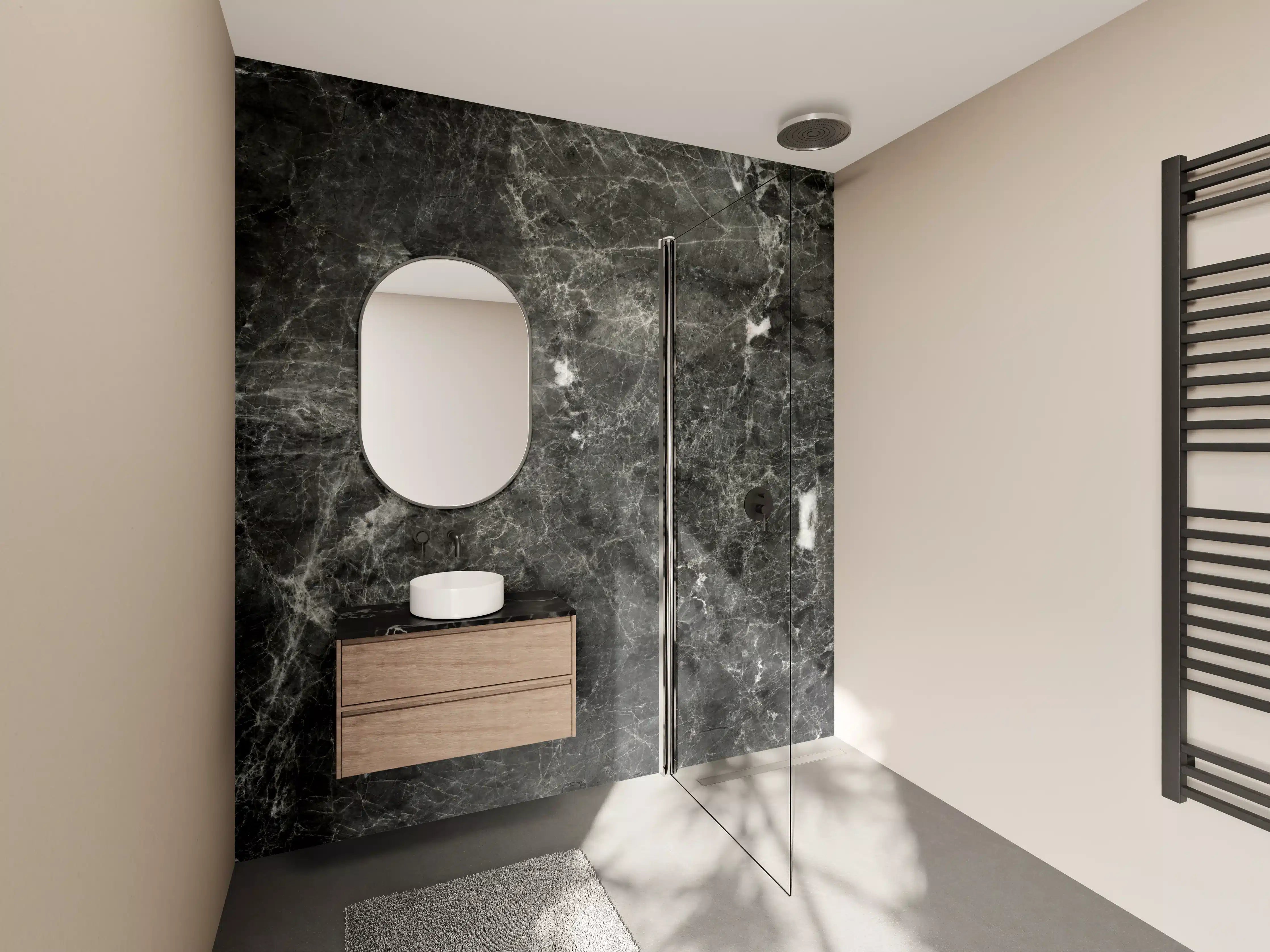 Wandverkleidung Bad - Gräuliche Marmor Oberfläche