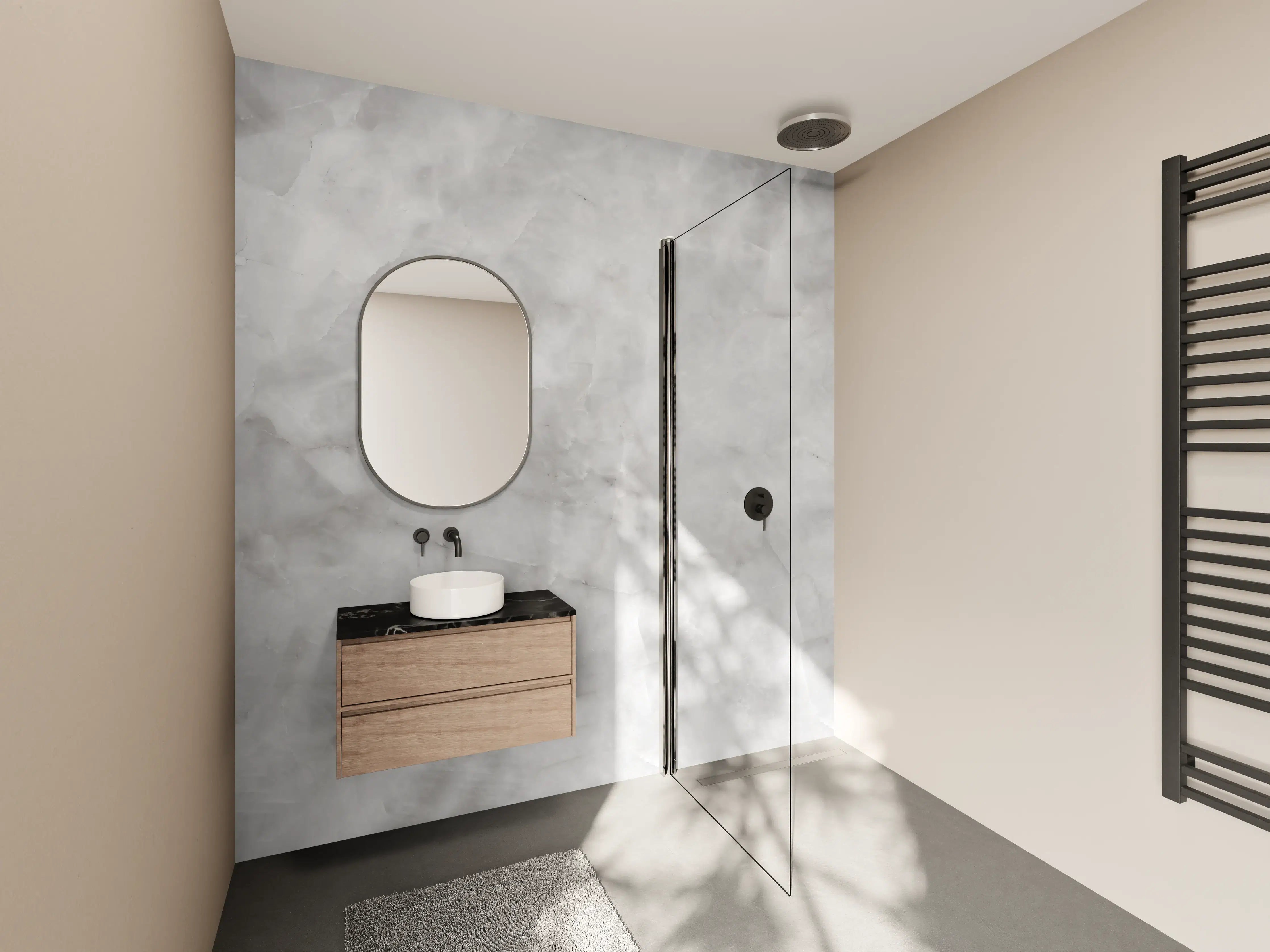 Wandverkleidung Bad - Gräuliche Marmor Textur