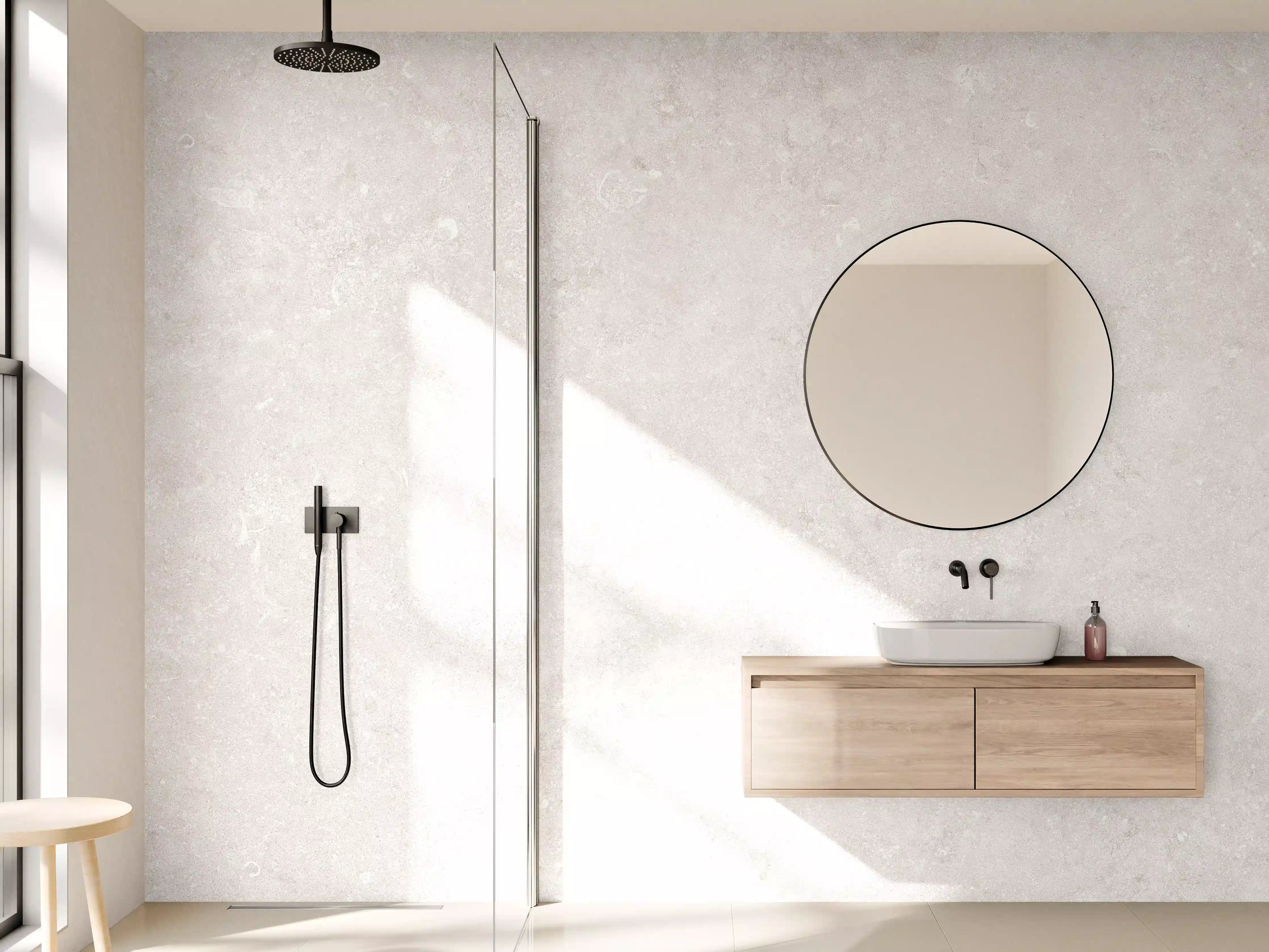 Wandverkleidung Bad - Gräuliche Natursteintextur - Marmor