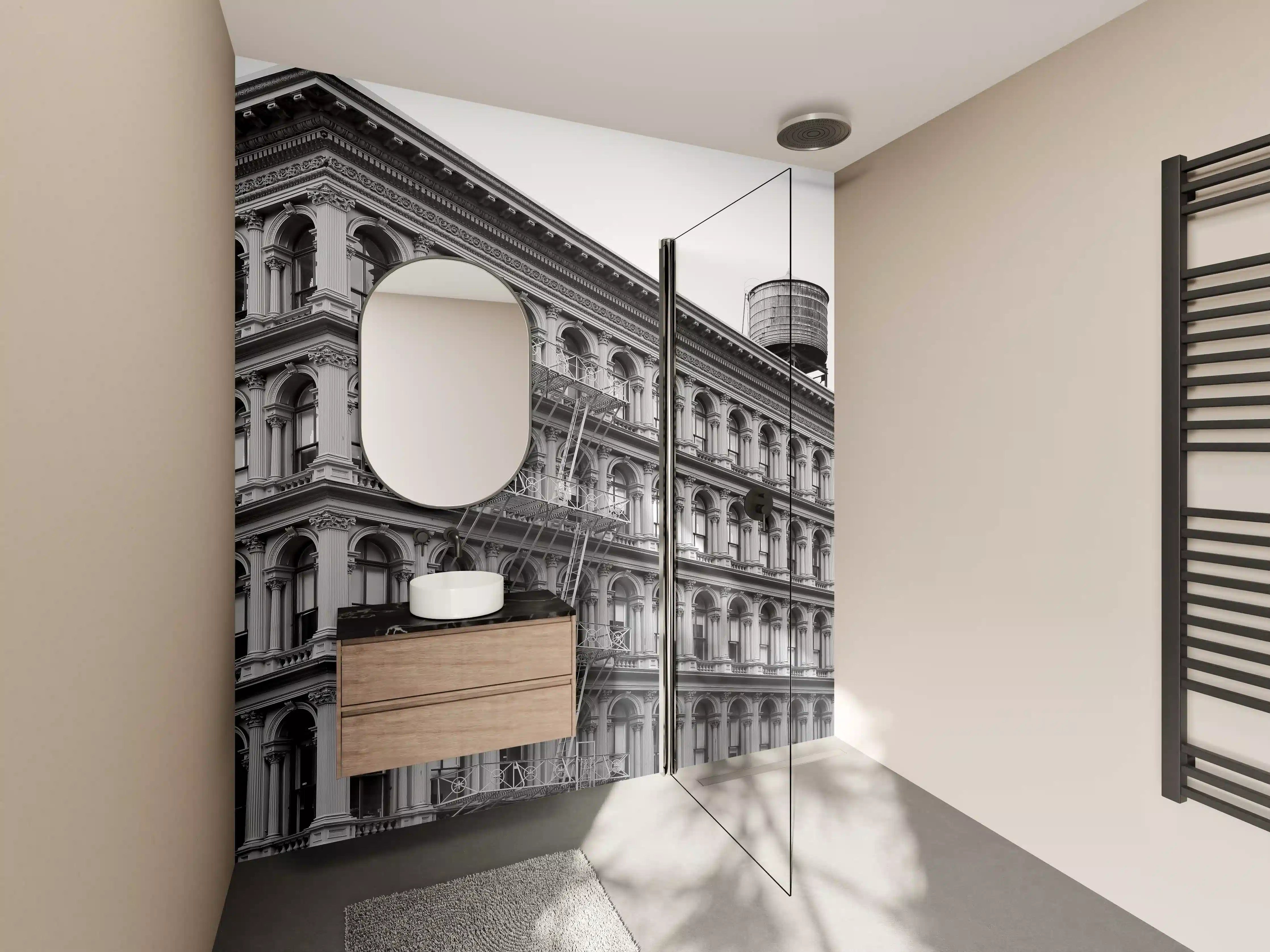 Wandverkleidung Bad - Gräuliches Foto - Architektur in NYC