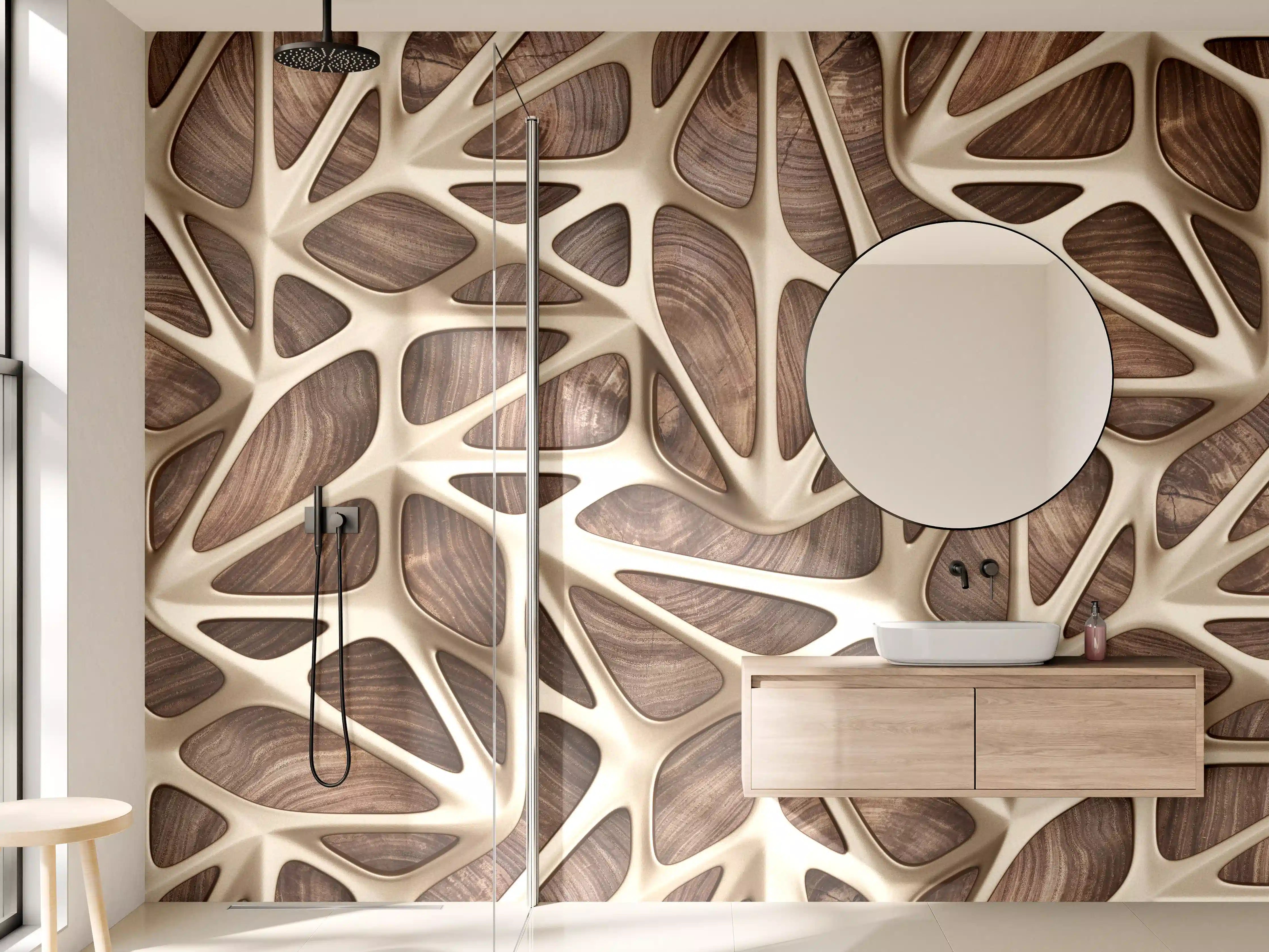 Wandverkleidung Bad - Gräuliches Gitter Muster