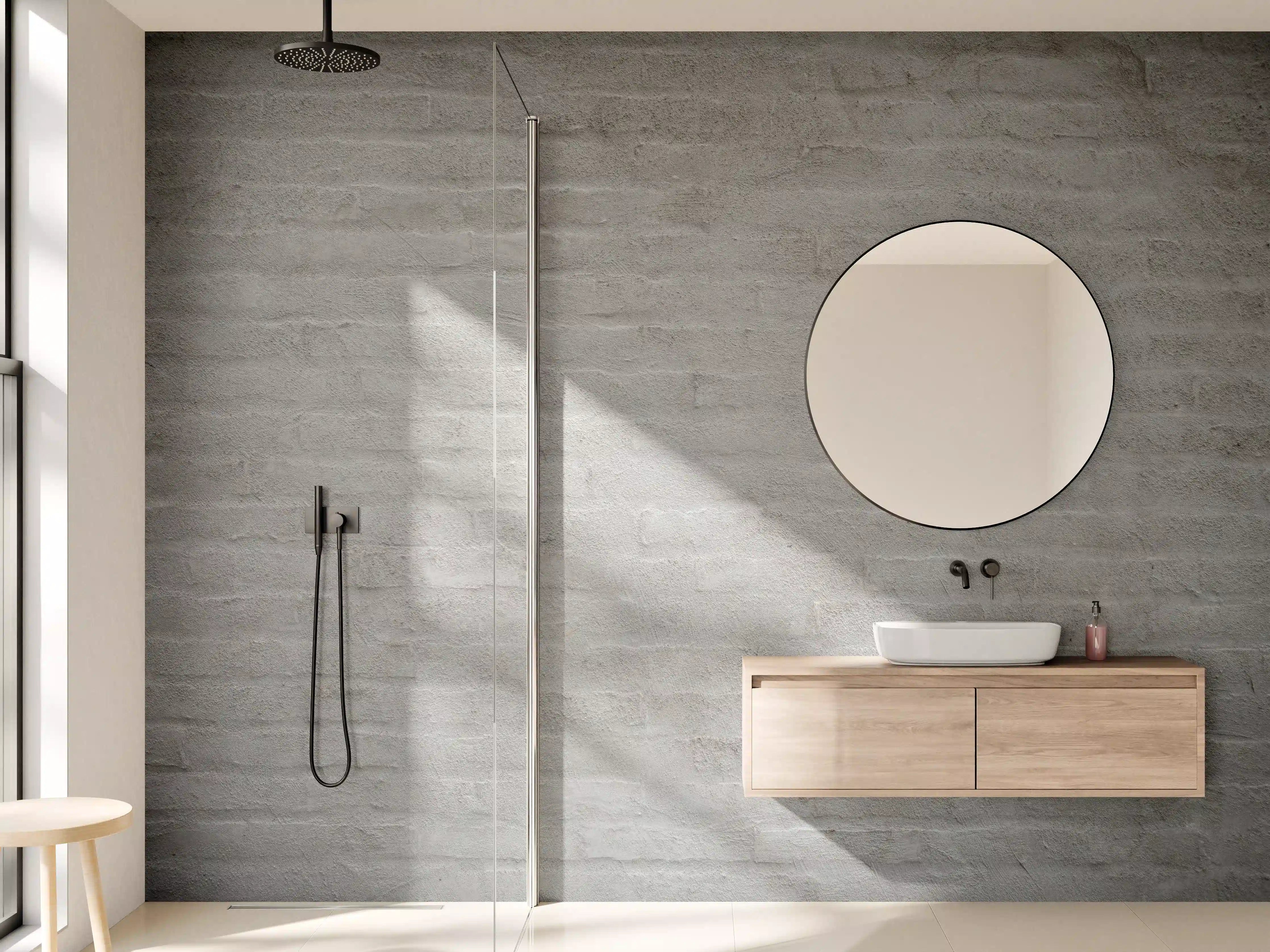 Wandverkleidung Bad - Gräuliches Mauerwerk