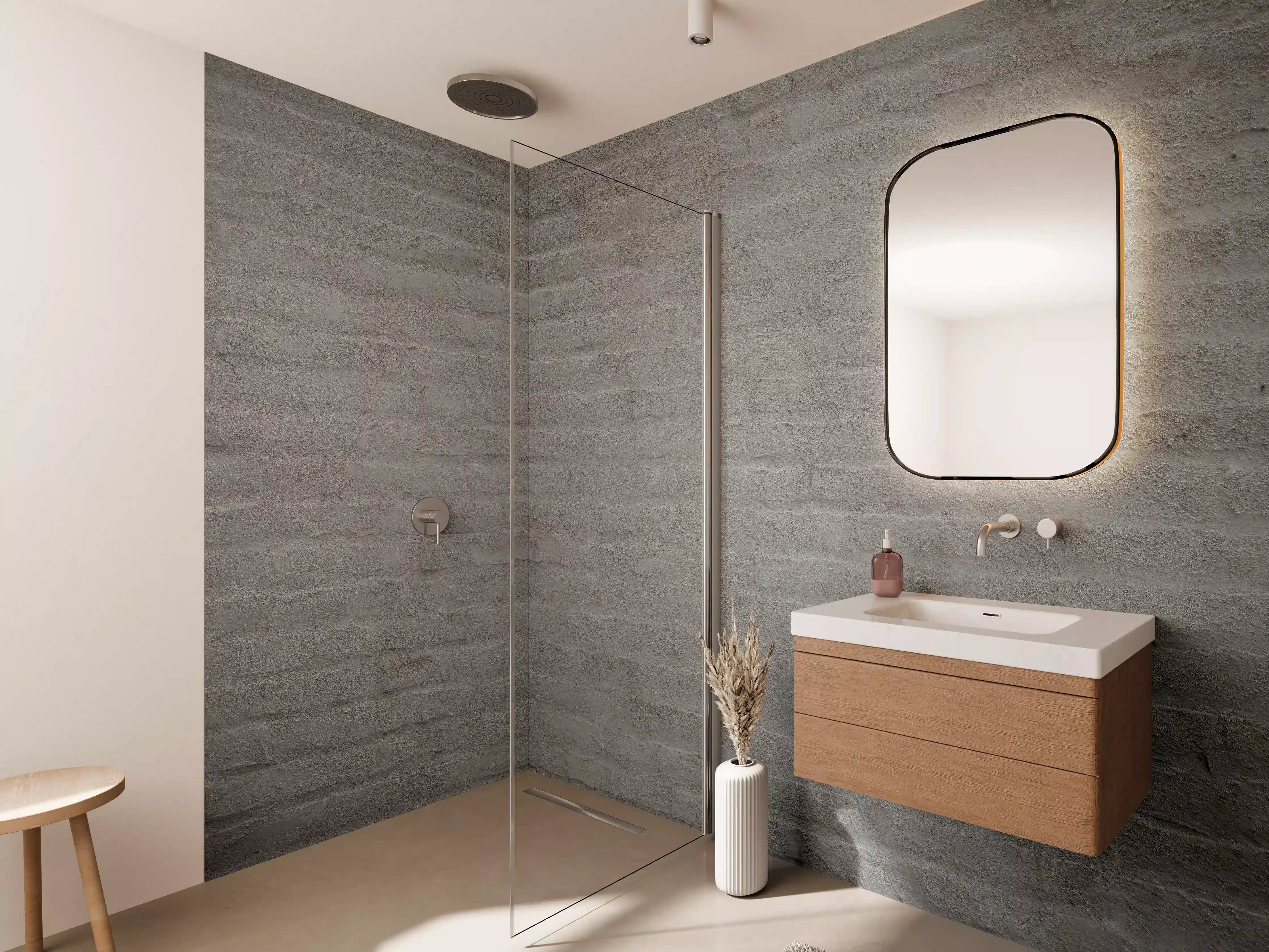 Wandverkleidung Bad - Gräuliches Mauerwerk