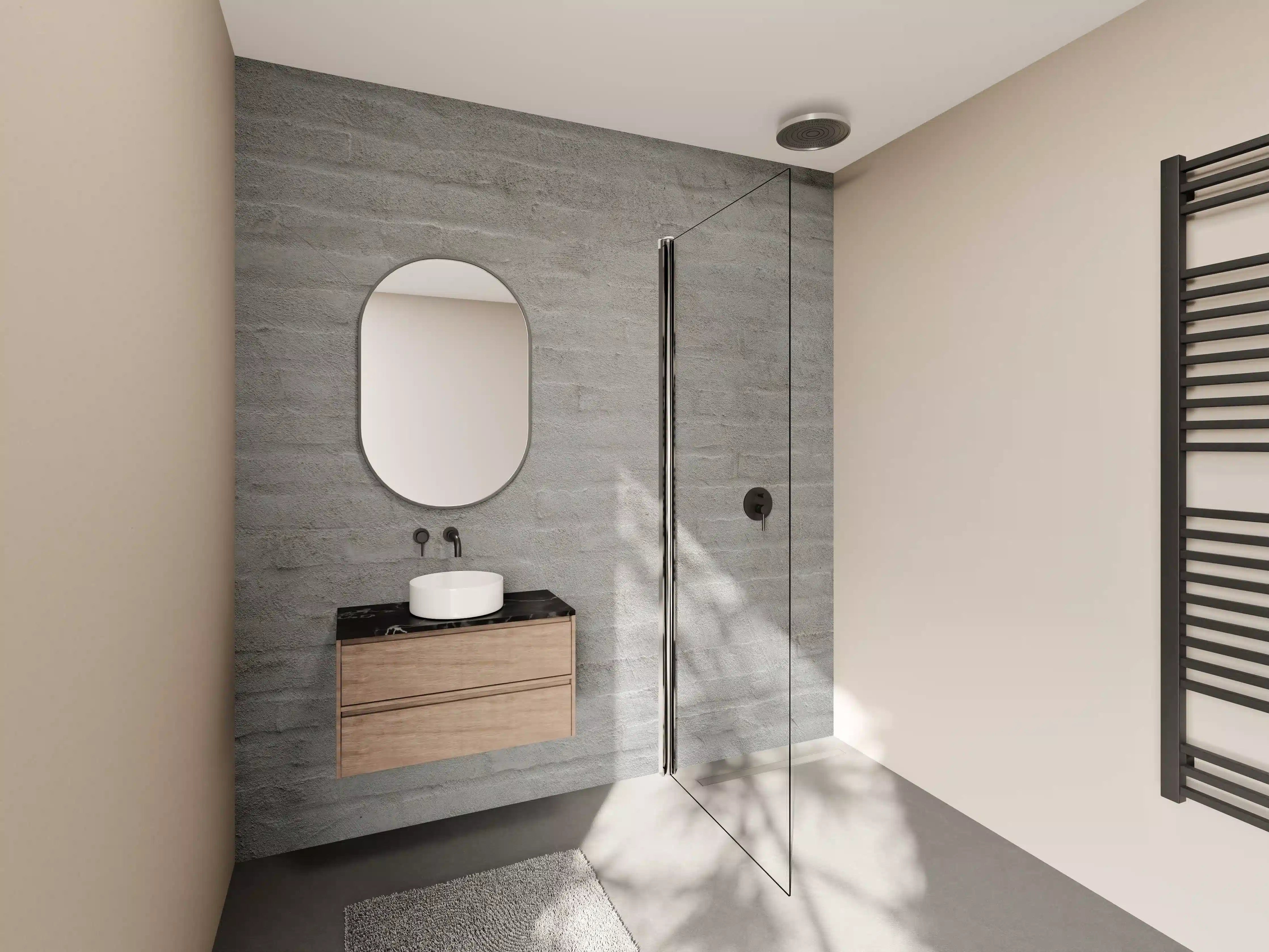 Wandverkleidung Bad - Gräuliches Mauerwerk