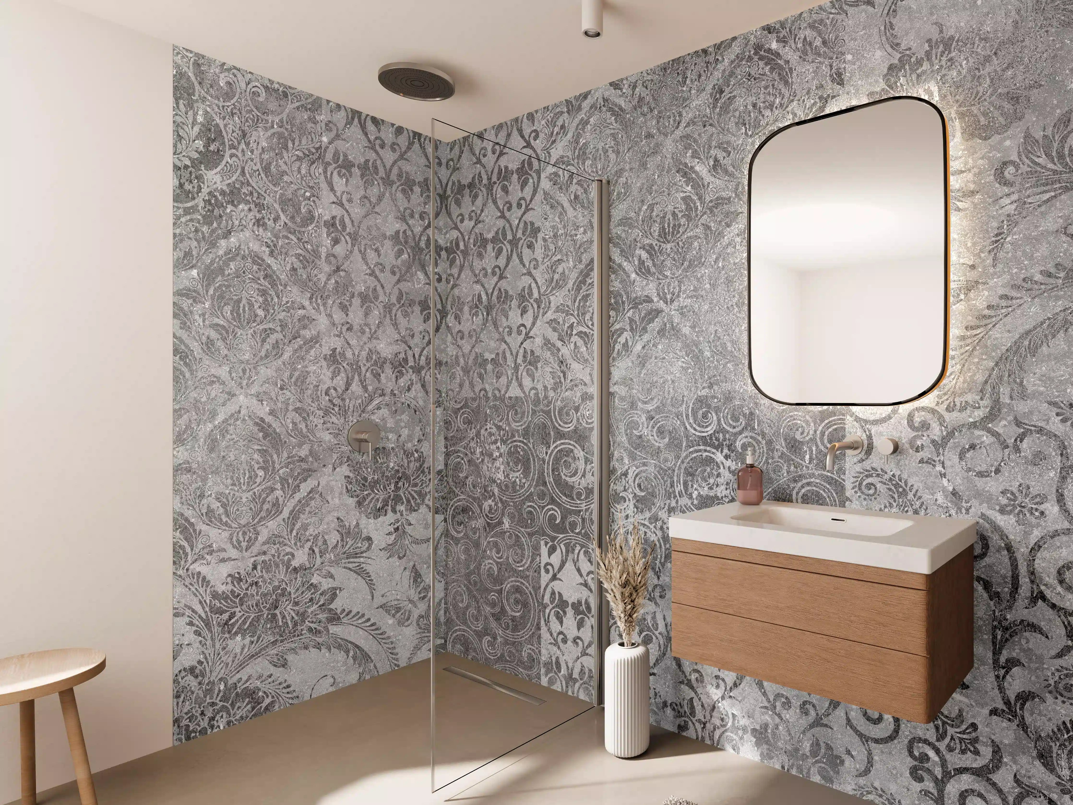 Wandverkleidung Bad - Gräuliches Mosaik Muster