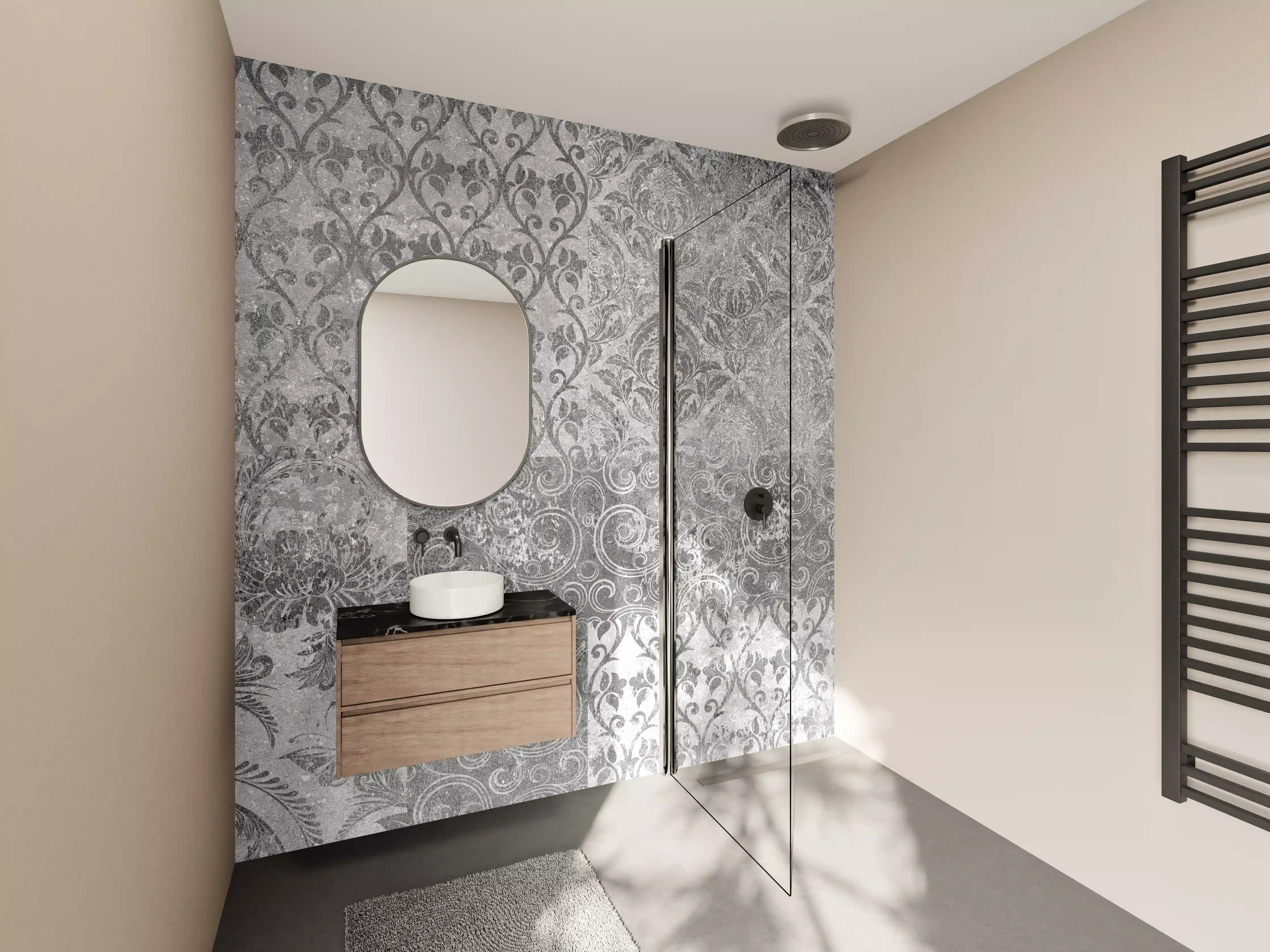 Wandverkleidung Bad - Gräuliches Mosaik Muster