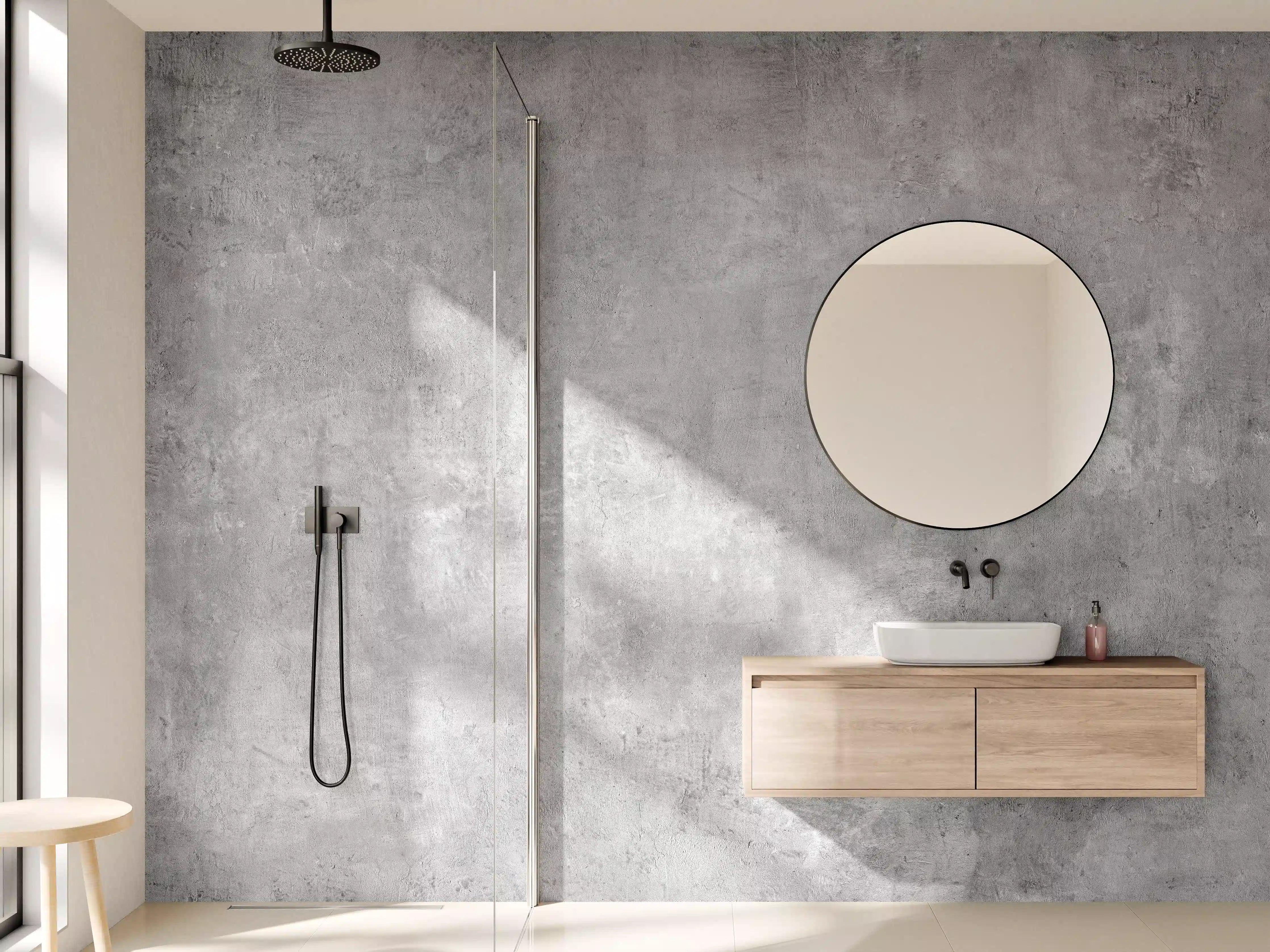 Wandverkleidung Bad - Grau-Weiß Betonstruktur