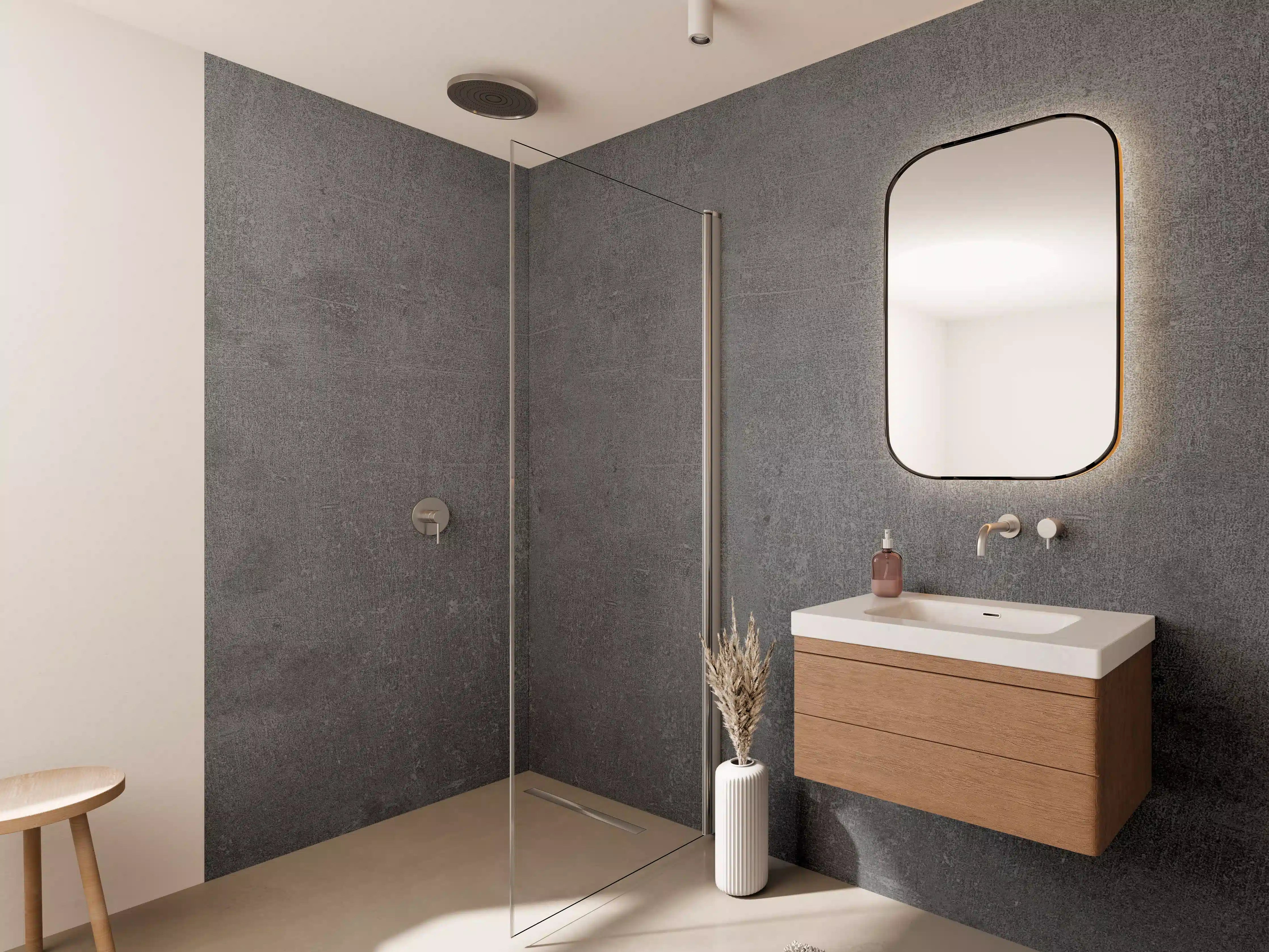 Wandverkleidung Bad - Graue Anthrazite Beton Textur