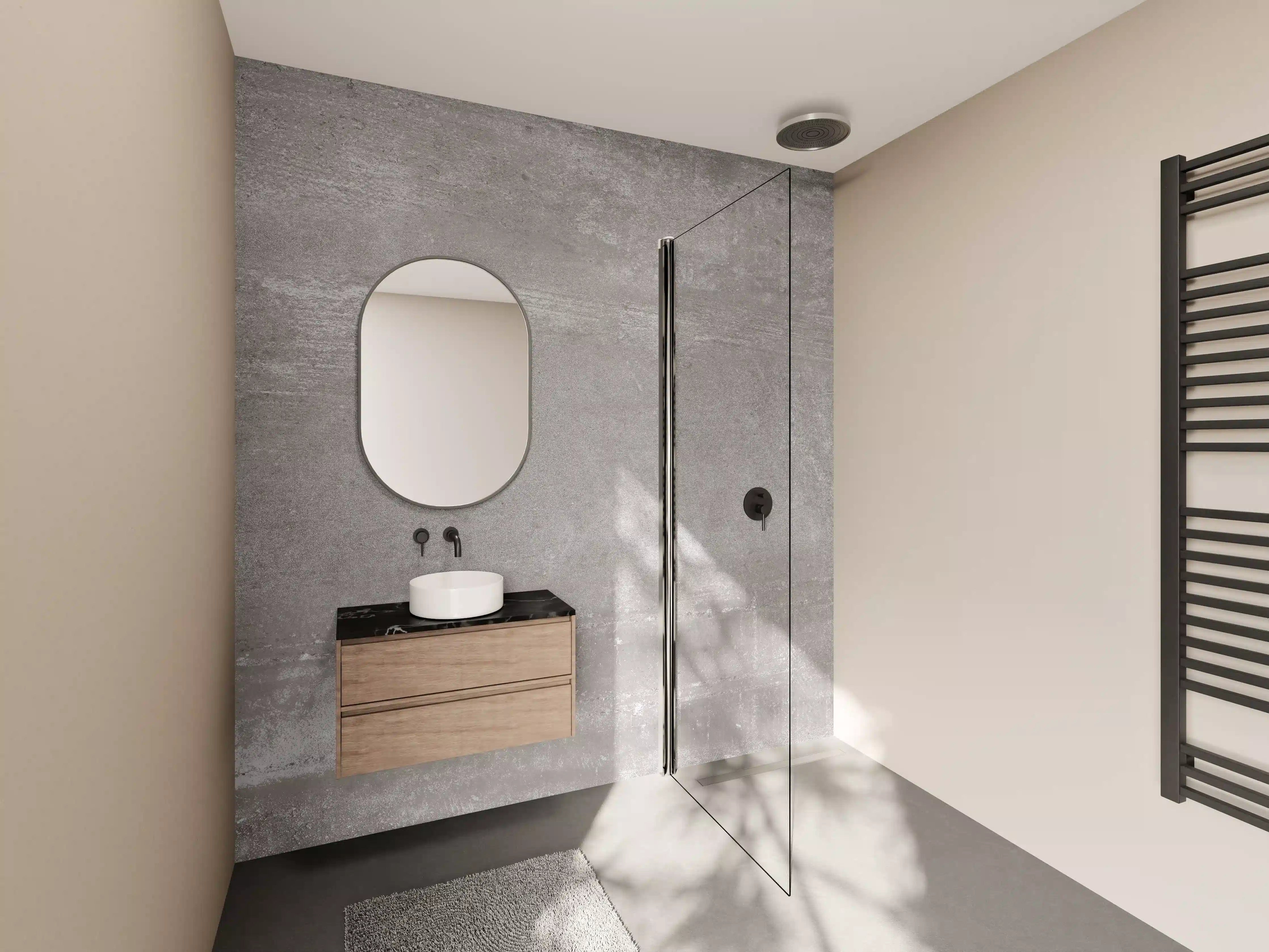 Wandverkleidung Bad - Graue Beton-Textur