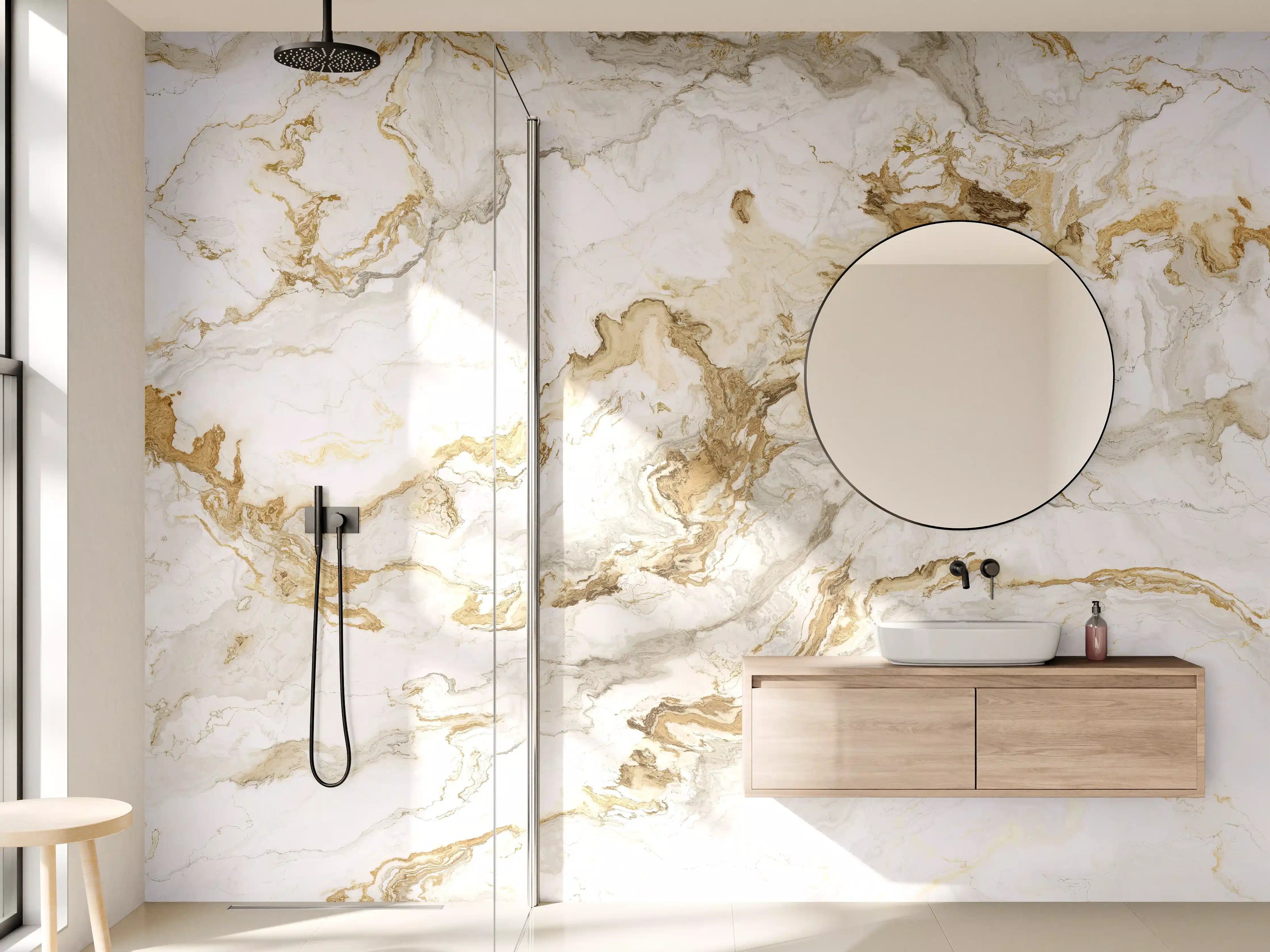 Wandverkleidung Bad - Graue Goldmarmor-Textur