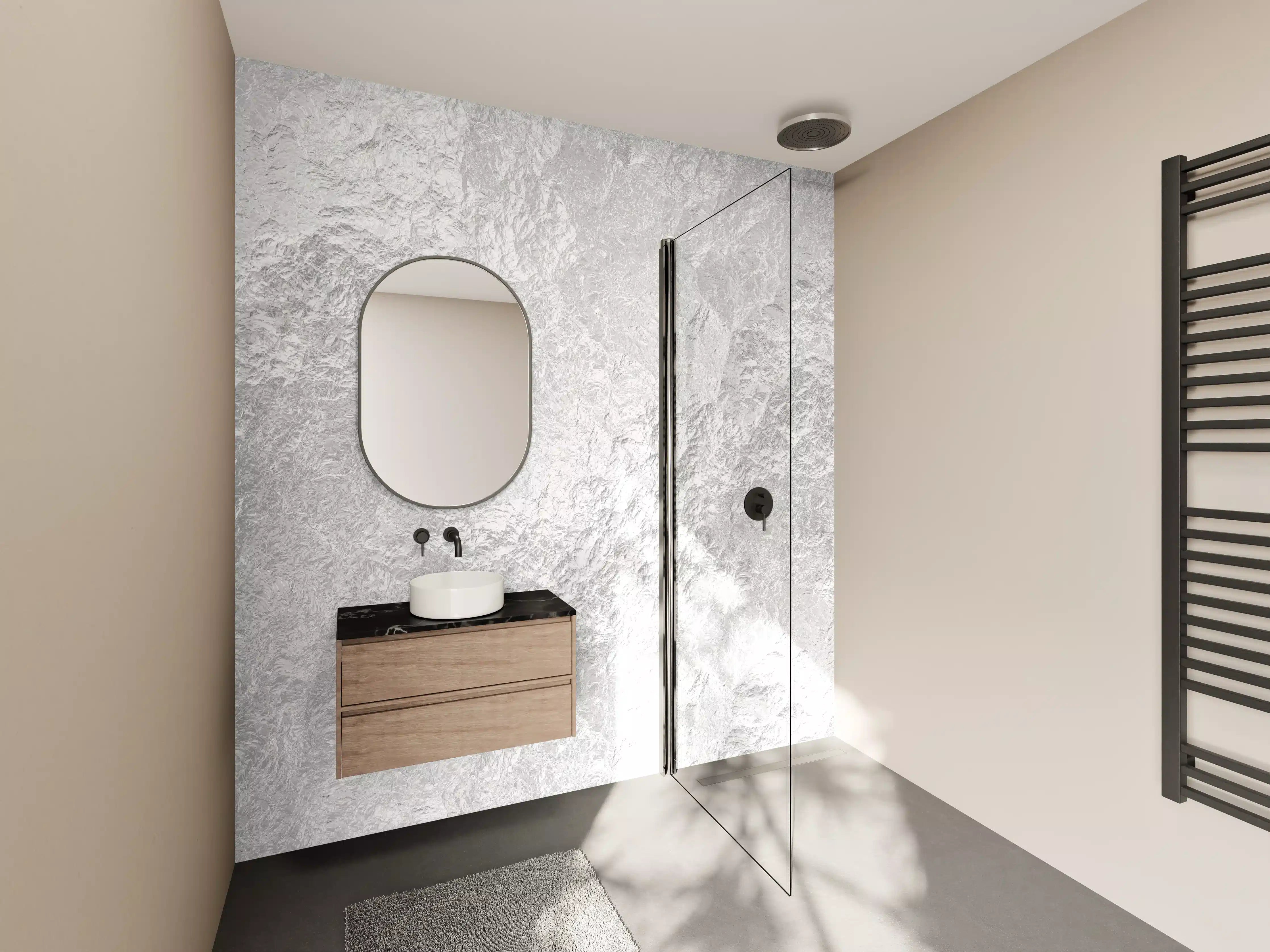 Wandverkleidung Bad - Graue Marmornuance mit feinen Linien