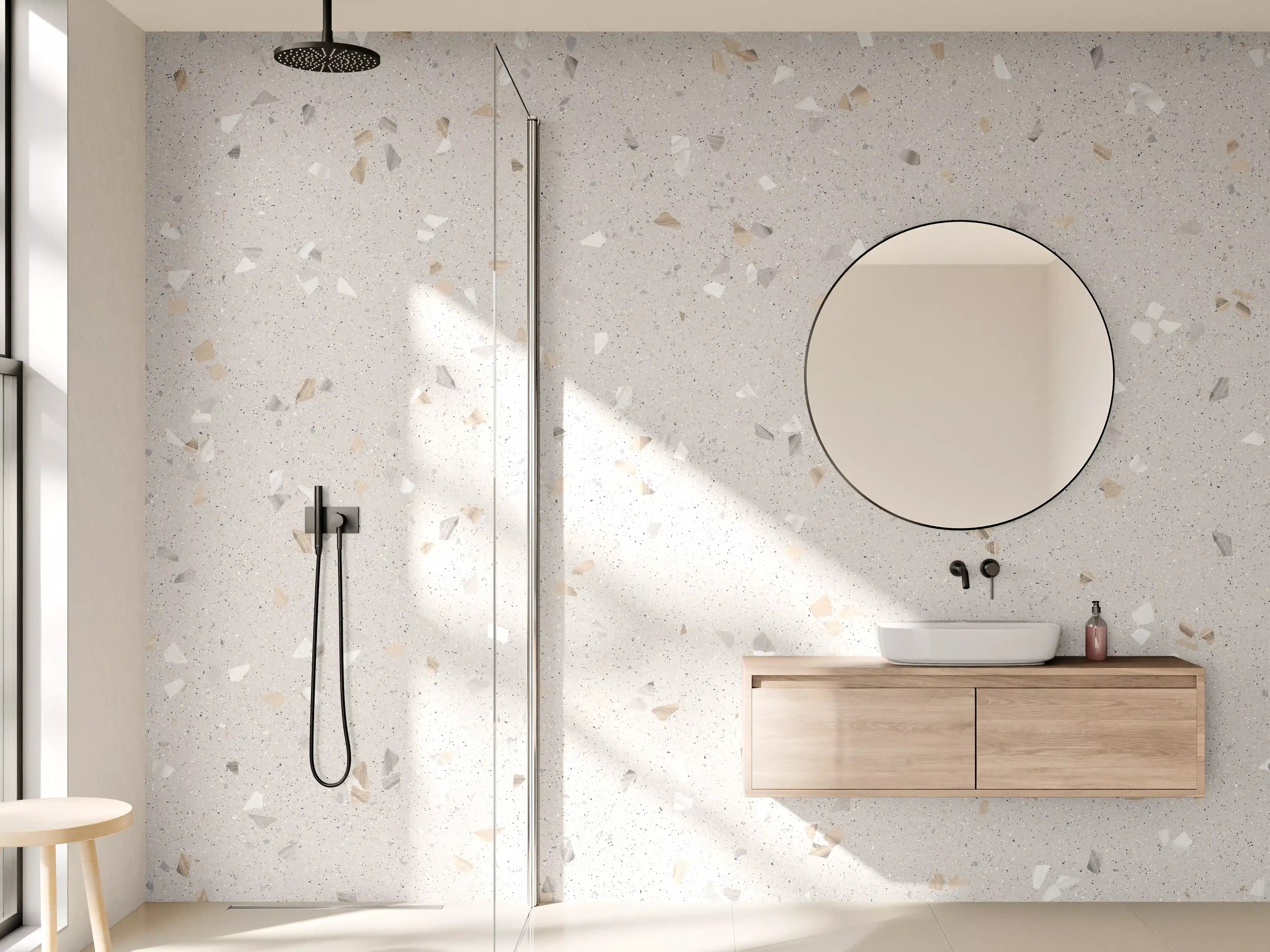Wandverkleidung Bad - Graue Mosaiksteine