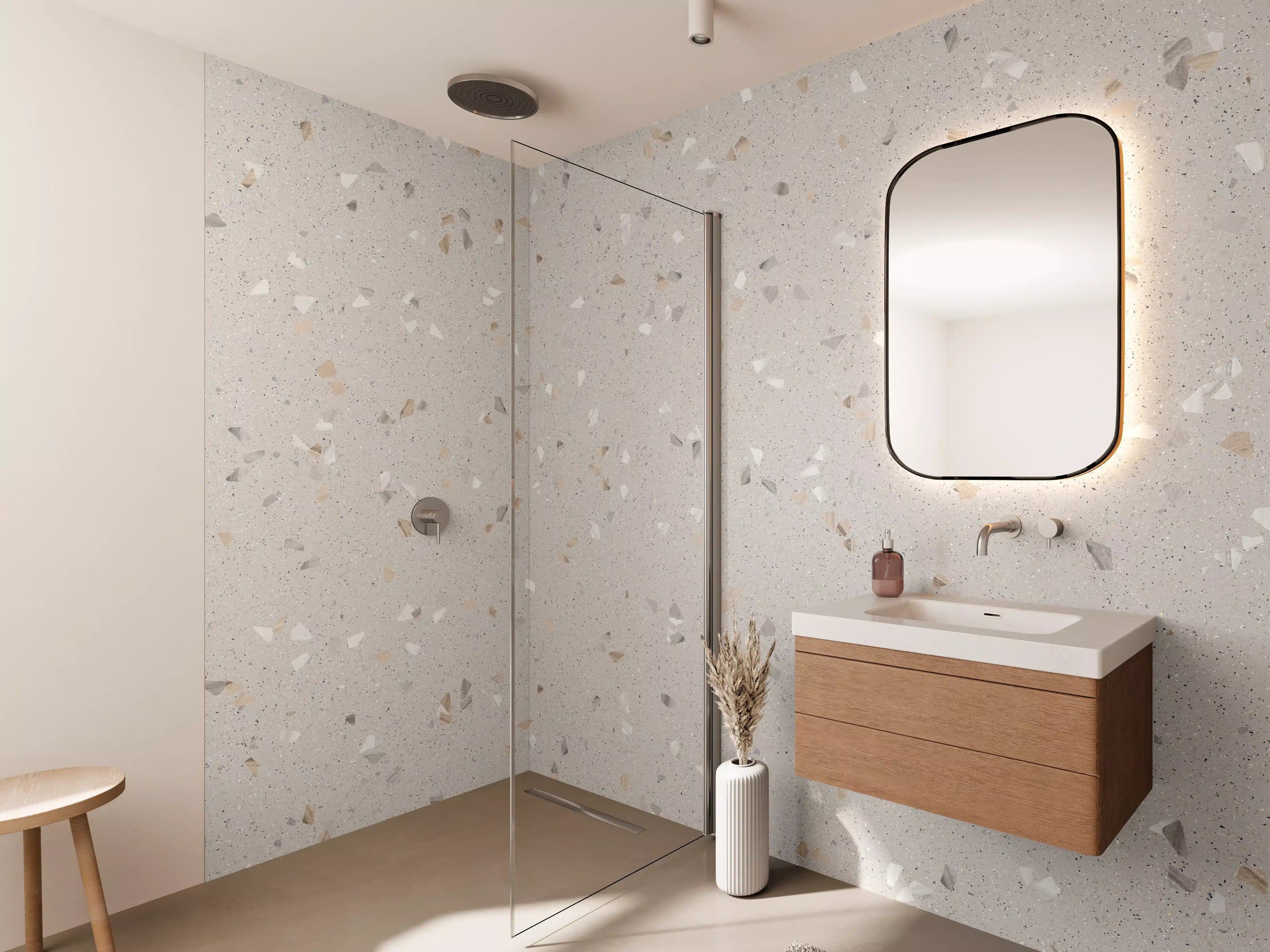 Wandverkleidung Bad - Graue Mosaiksteine