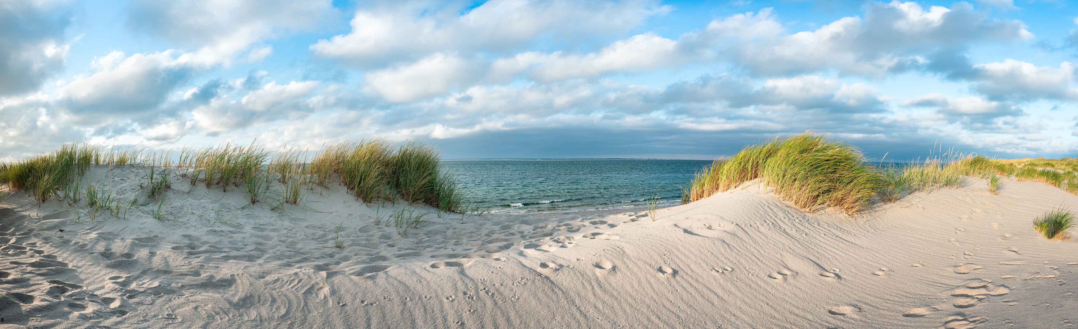 Wandverkleidung Bad-Graue Sanddünen unter weißem Himmel