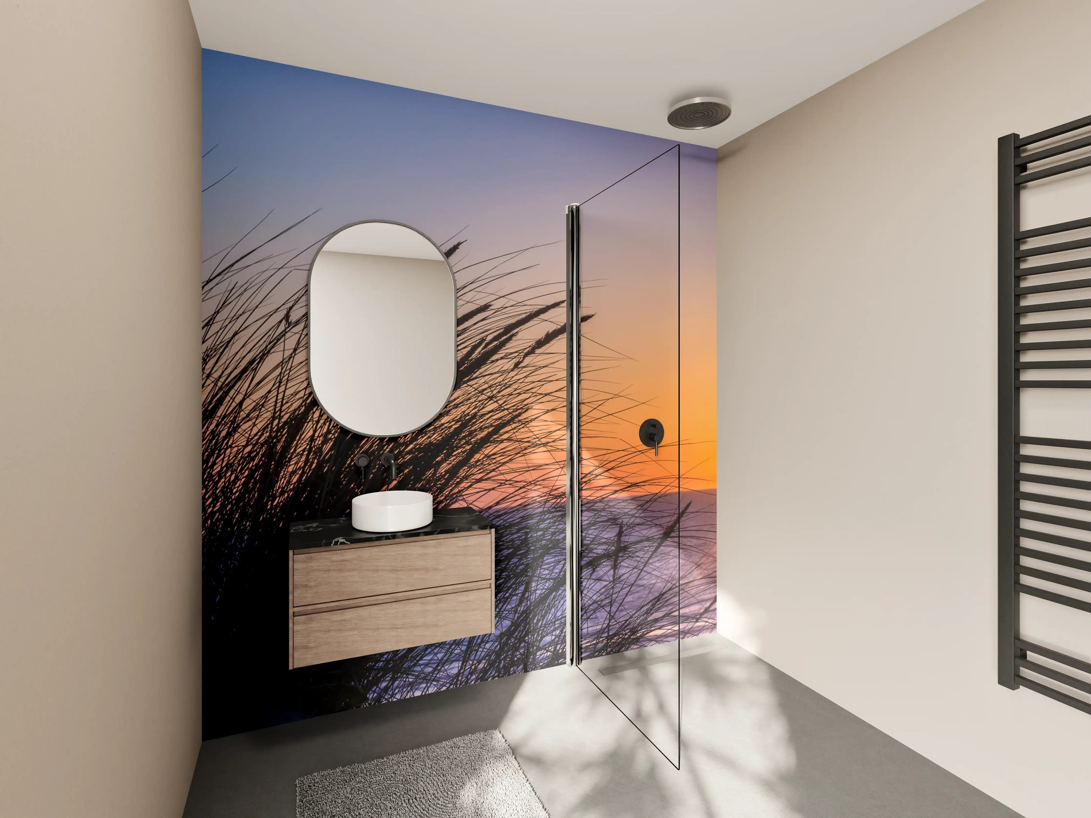 Wandverkleidung Bad - Graue Sonnenfinsternis am Meeresstrand