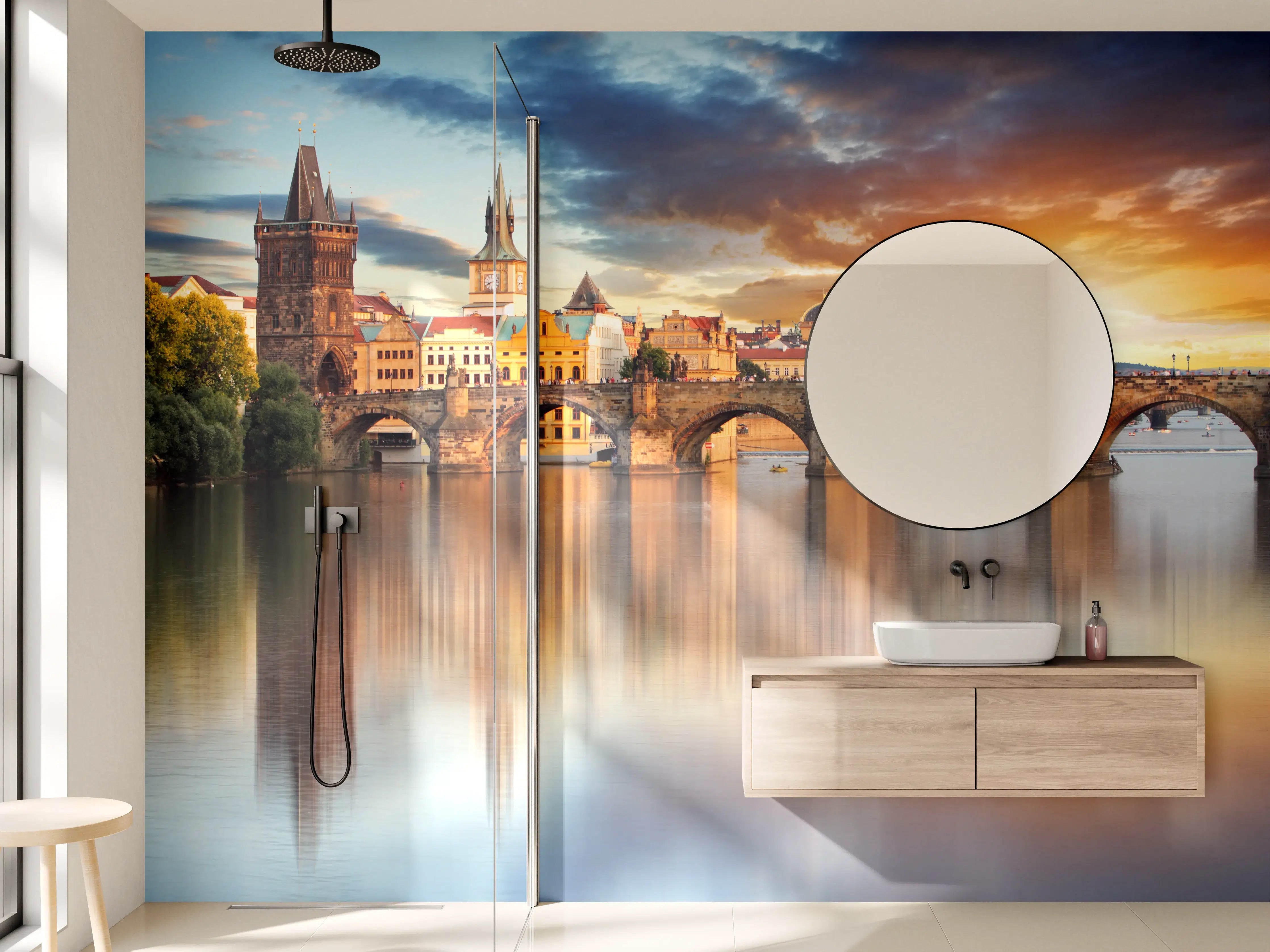 Wandverkleidung Bad - Graue Sonnenlicht auf Karlsbrücke