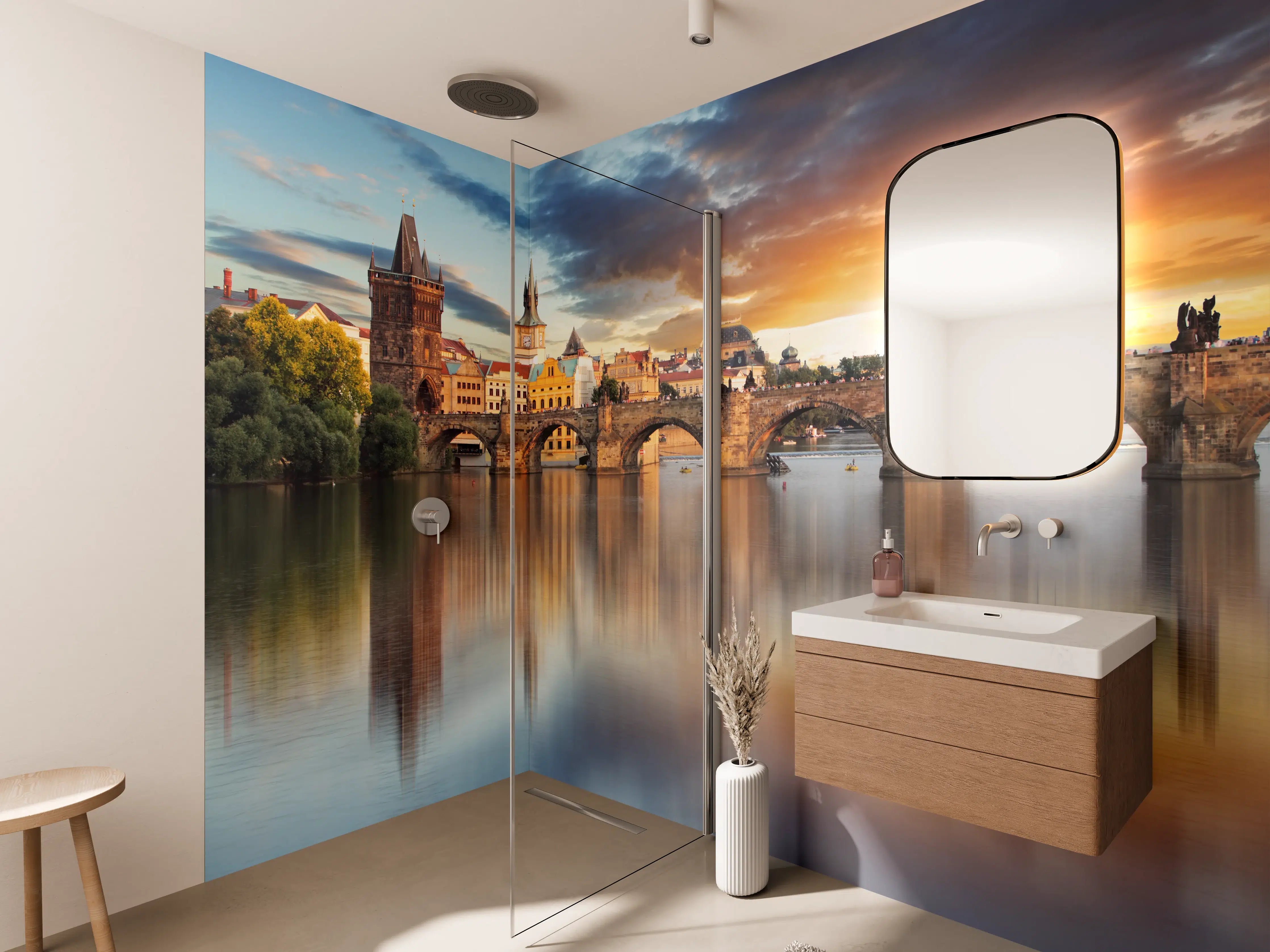 Wandverkleidung Bad - Graue Sonnenlicht auf Karlsbrücke