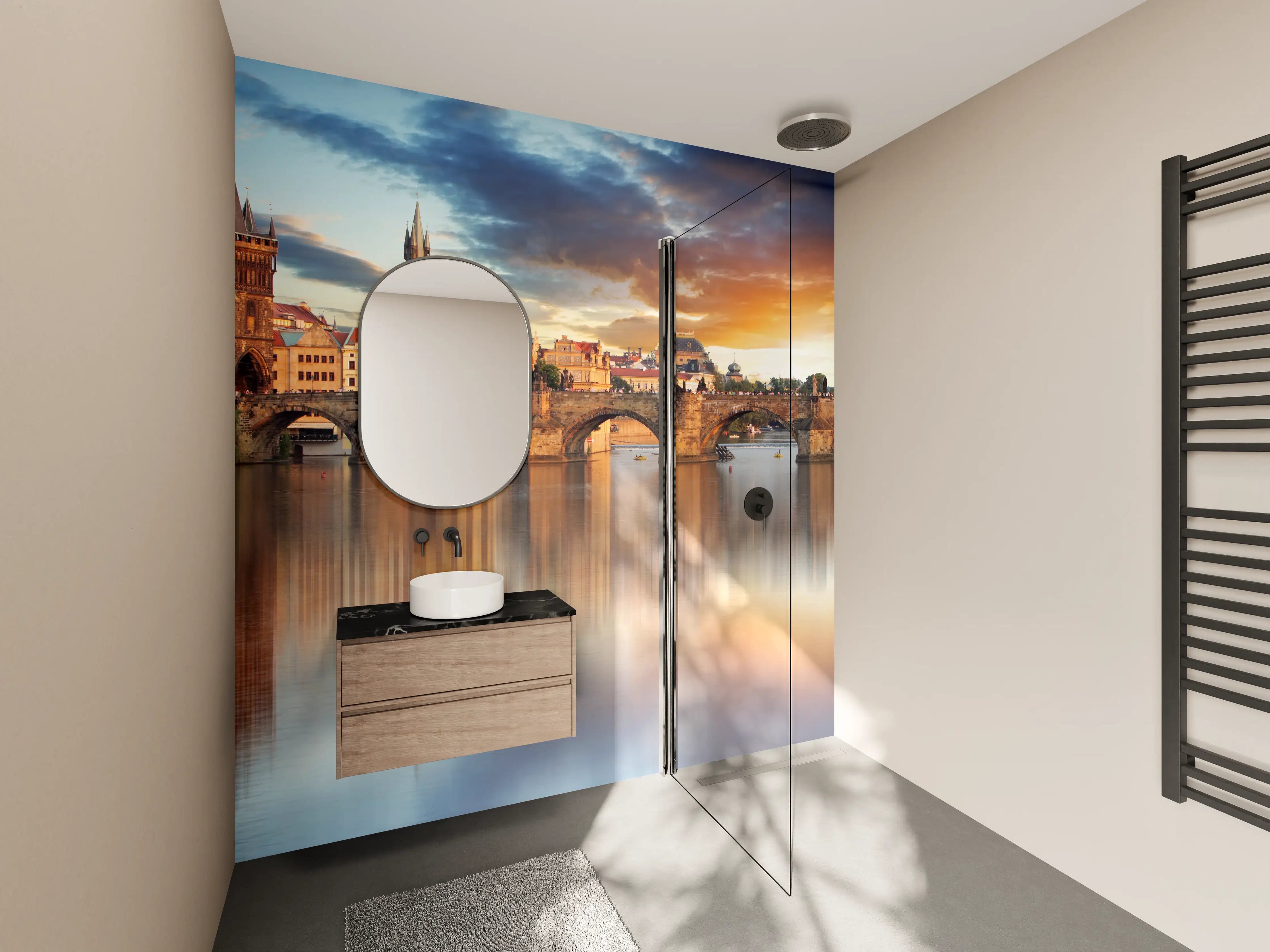 Wandverkleidung Bad - Graue Sonnenlicht auf Karlsbrücke