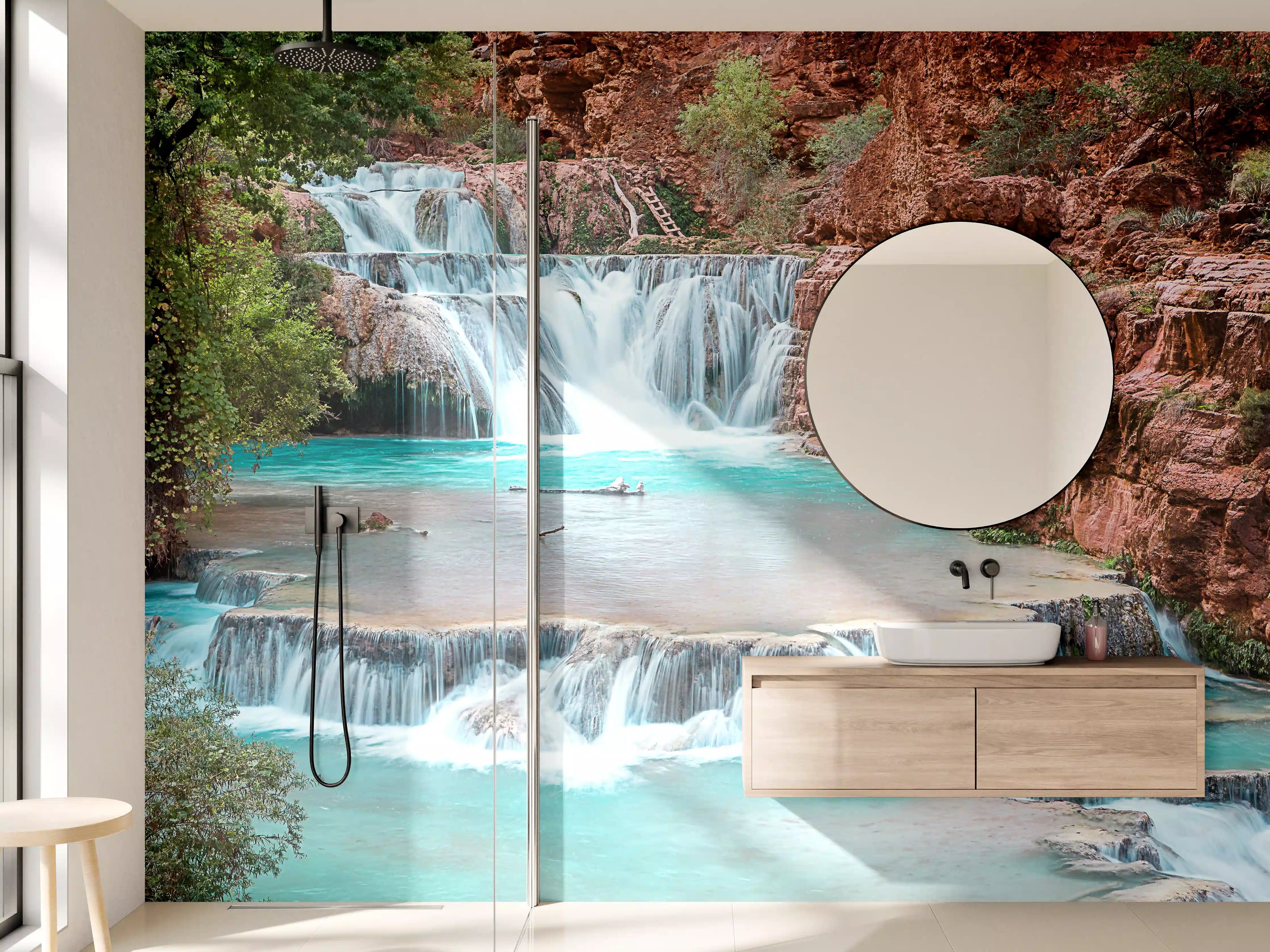 Wandverkleidung Bad - Graue Wasserfall-Melodie