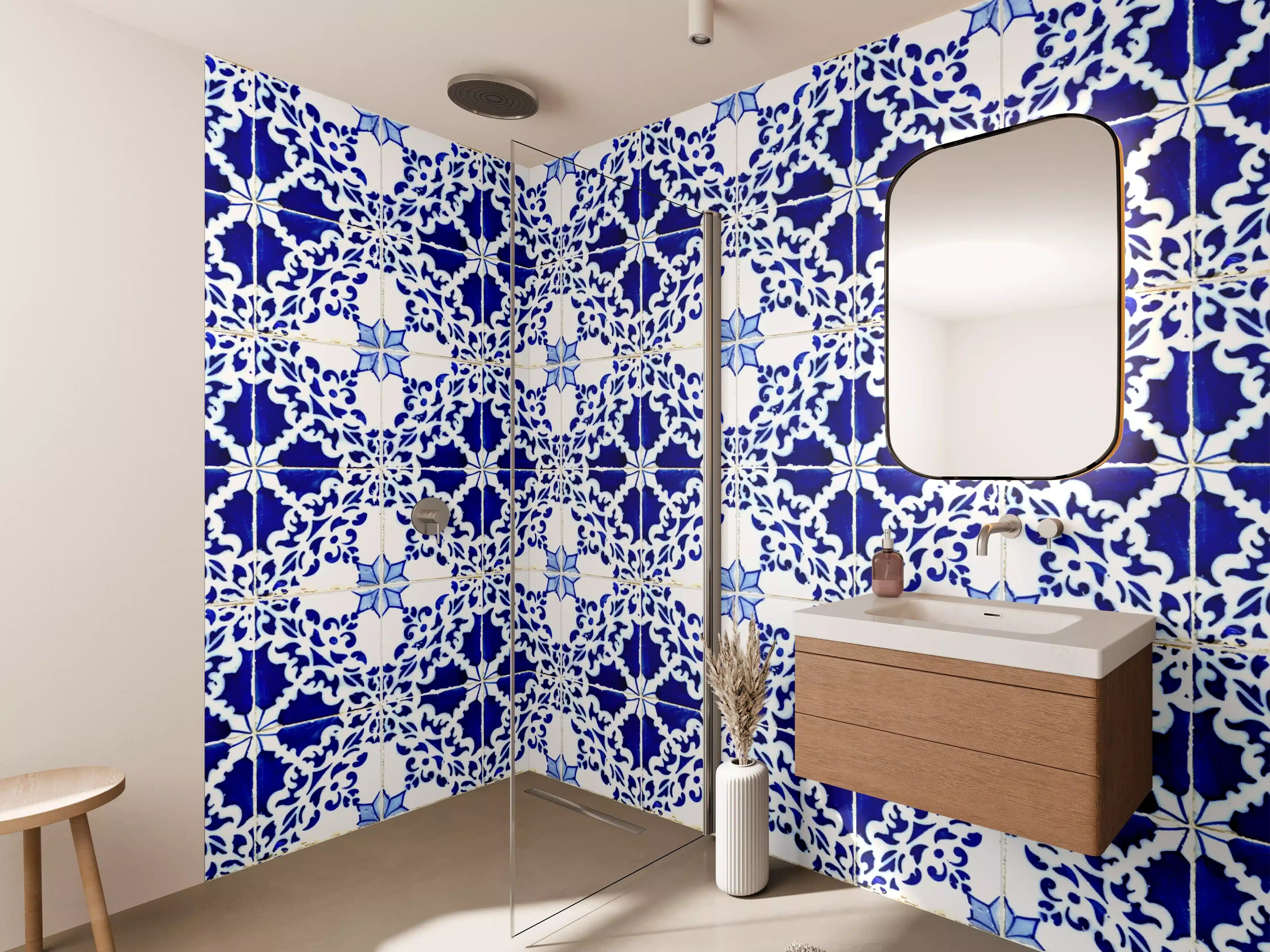 Wandverkleidung Bad - Graue-Weiße Ziegelmuster