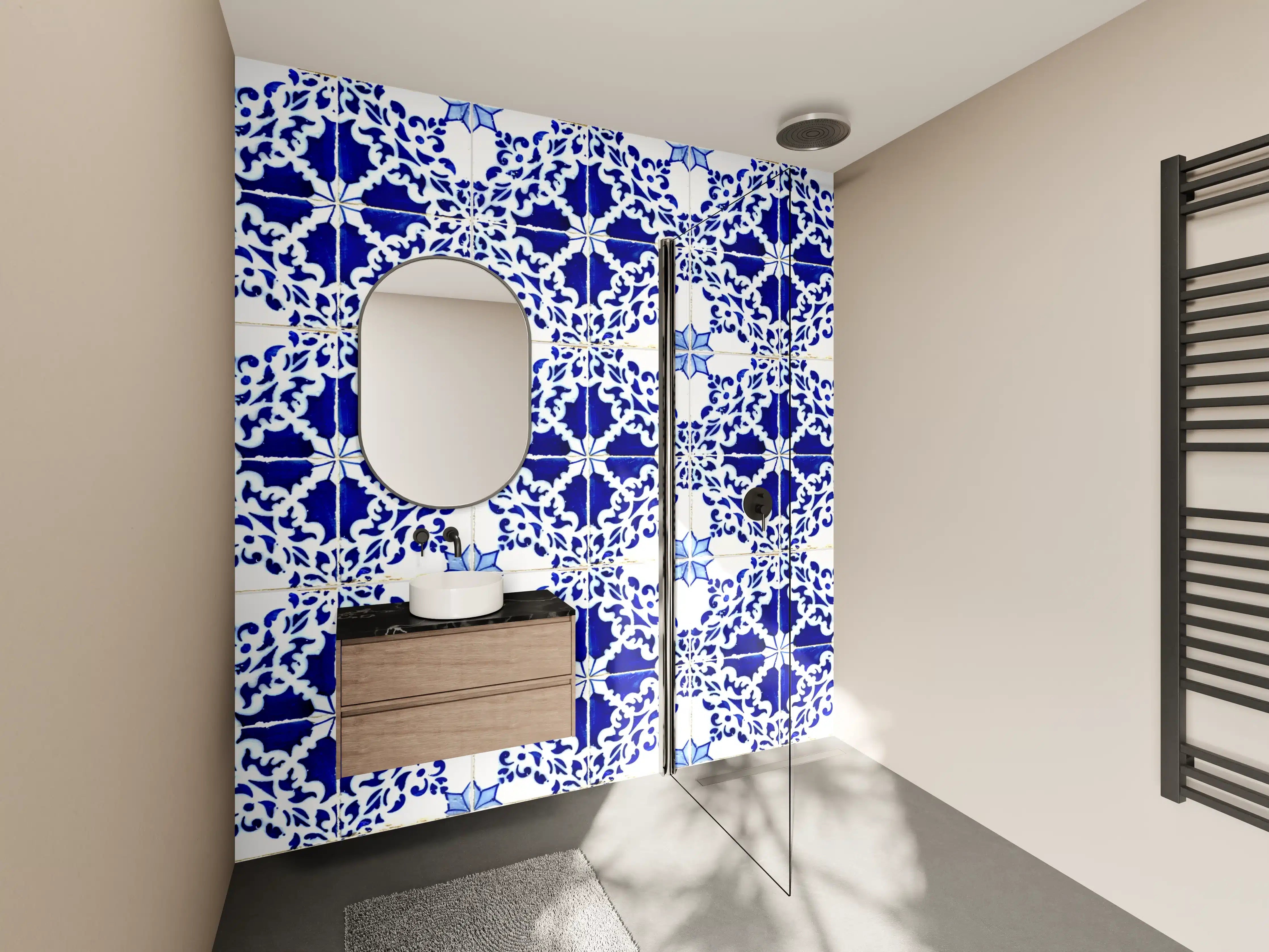 Wandverkleidung Bad - Graue-Weiße Ziegelmuster